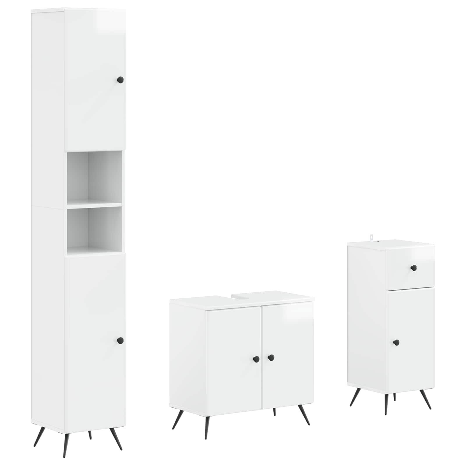 vidaXL Gartenlounge-Set 3-teiliges Badezimmer-Schranksystem BREDA Holzwerkstoff