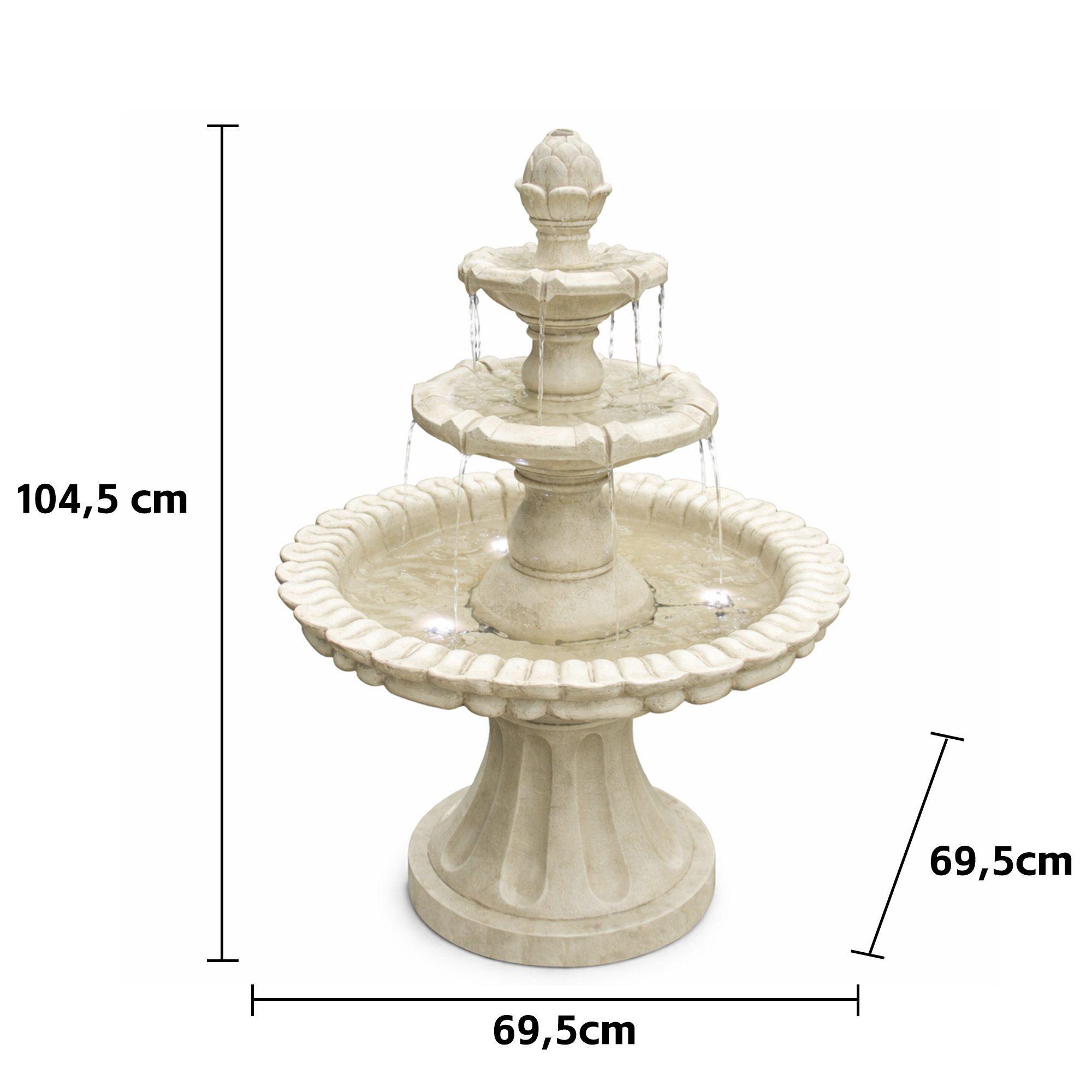 Köhko Gartenbrunnen "Markleeberg“ klassischer Etagenbrunnen Vogelbad Gartenbrunnen