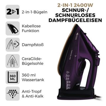 iceagle Dampfbügeleisen Kabelloses Dampfbügeleisen AJ2085, Bügeleisen Dampf, 2400,00 W