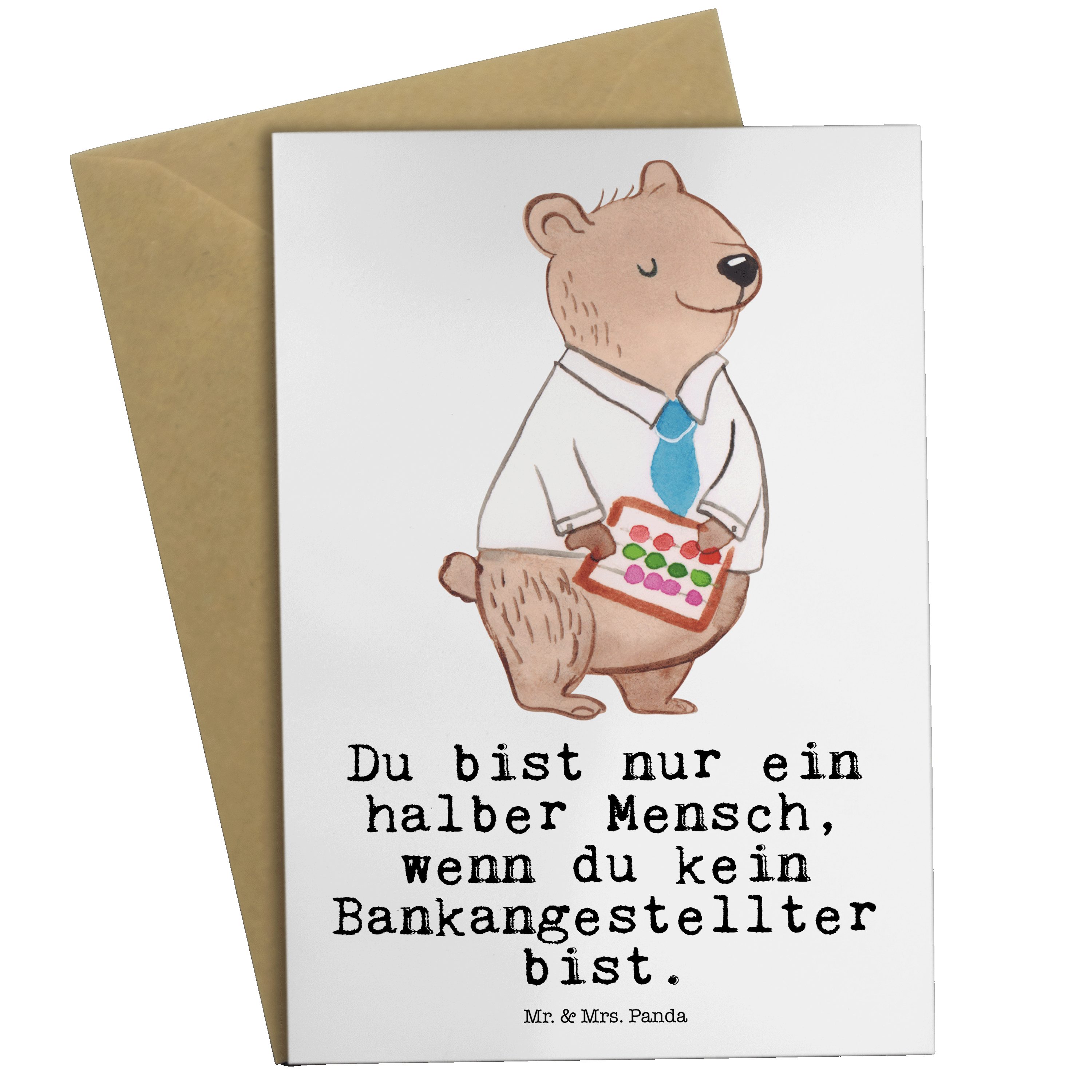 - Panda Mr. Herz mit Bankangestellter Grußkarte Weiß Bankfachmann, Bänker, & Geschenk, Mrs. - Ba