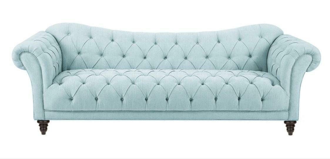 Luxus Beige mit Blau Chesterfield-Sofa, Couch Neu JVmoebel Sofa Sofas Polster Couchen Chesterfield Sitz knöpfen
