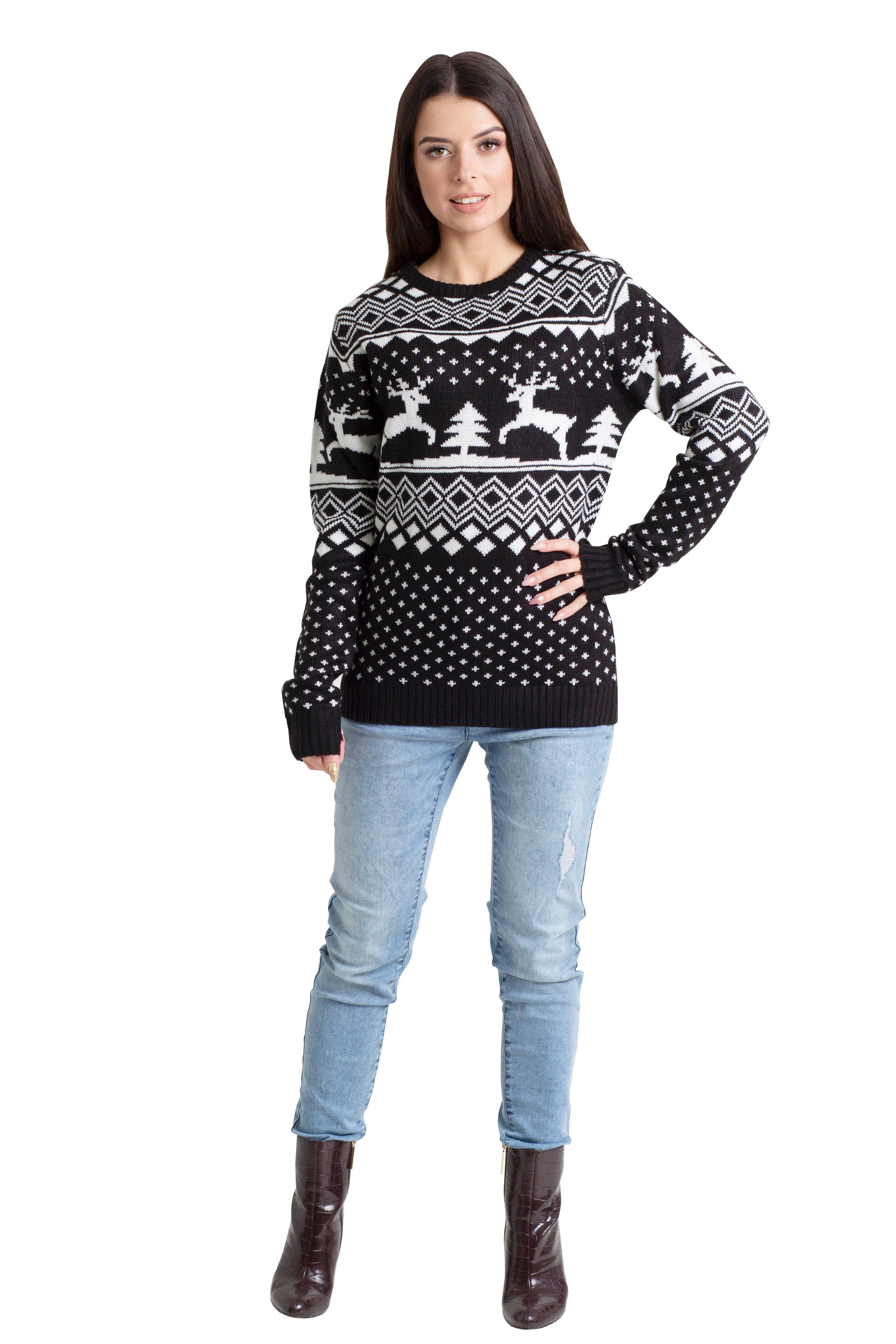BlauerHafen Weihnachtspullover Damen Weihnachts Pullover lange Ärmel Knit Rundhals Christmas Jumper