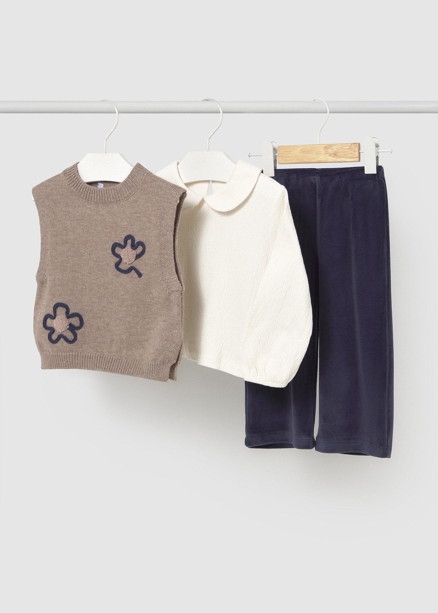 Mayoral Shirtbluse Set Bluse, Pullunder, Leggings