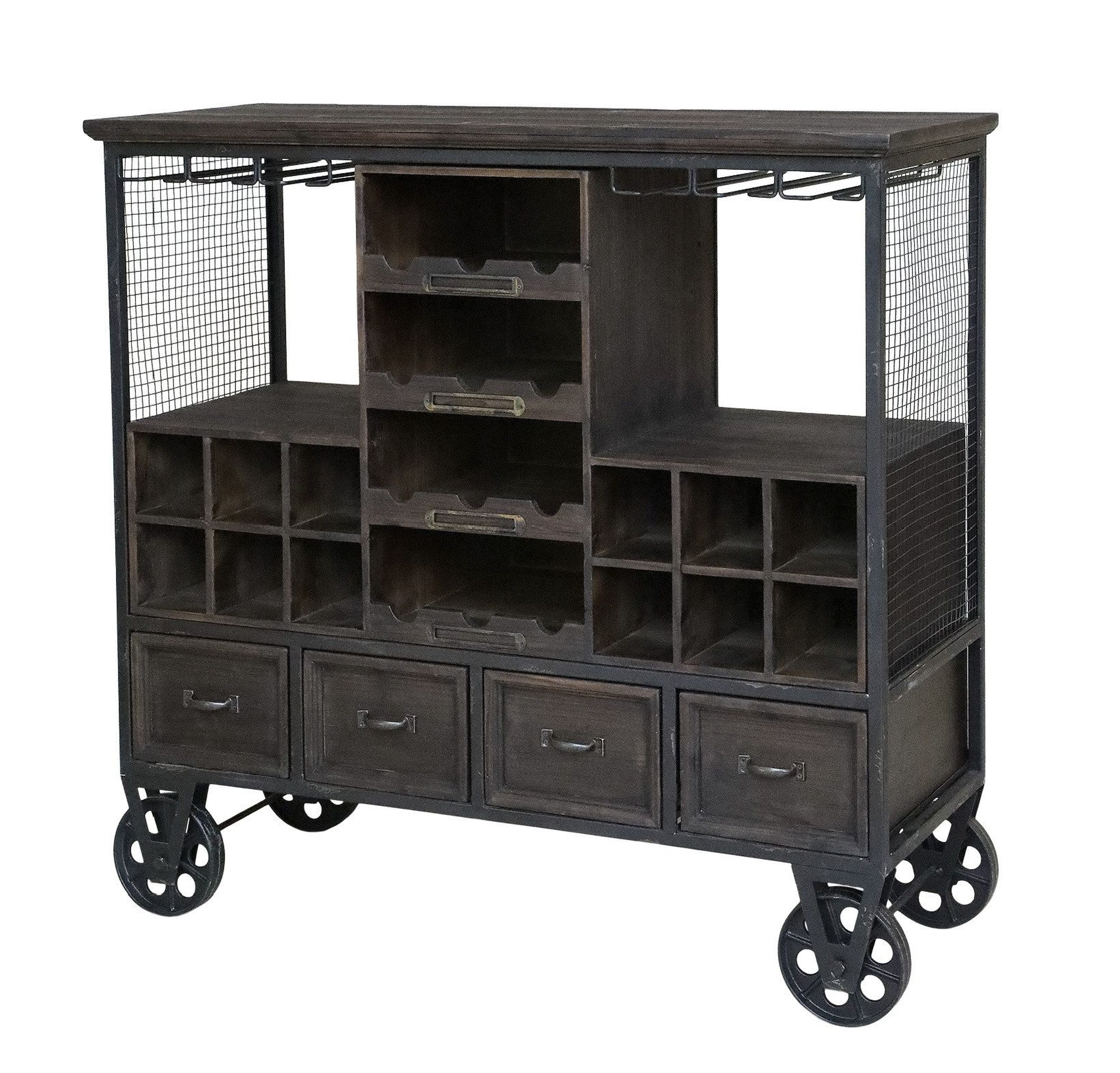 Chic Antique Beistelltisch Servierwagen Barwagen Beistelltisch auf Räder Metall Holz Chic