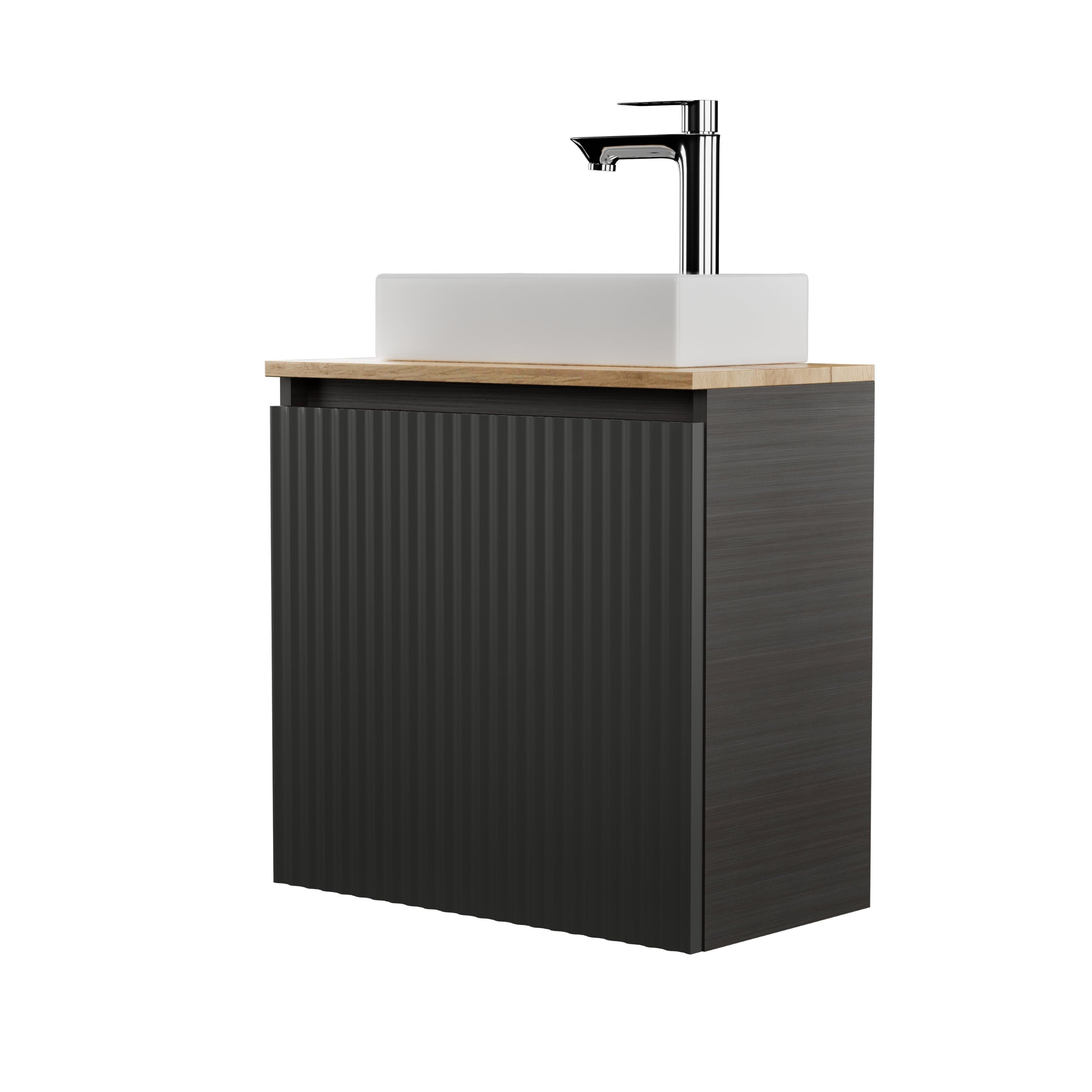 Planetmöbel Waschtisch Waschtisch 56 cm (Badmöbel-Set für Gäste WC & Bad, moderner Waschtischunterschrank mit Waschbecken), Soft-Close und wählbare Waschtischplatte