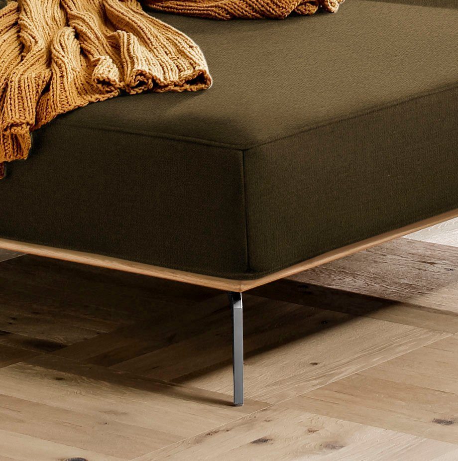 W.SCHILLIG Ecksofa elegantem Chrom 299 glänzend, Breite Füße Holzsockel, mit run, cm in