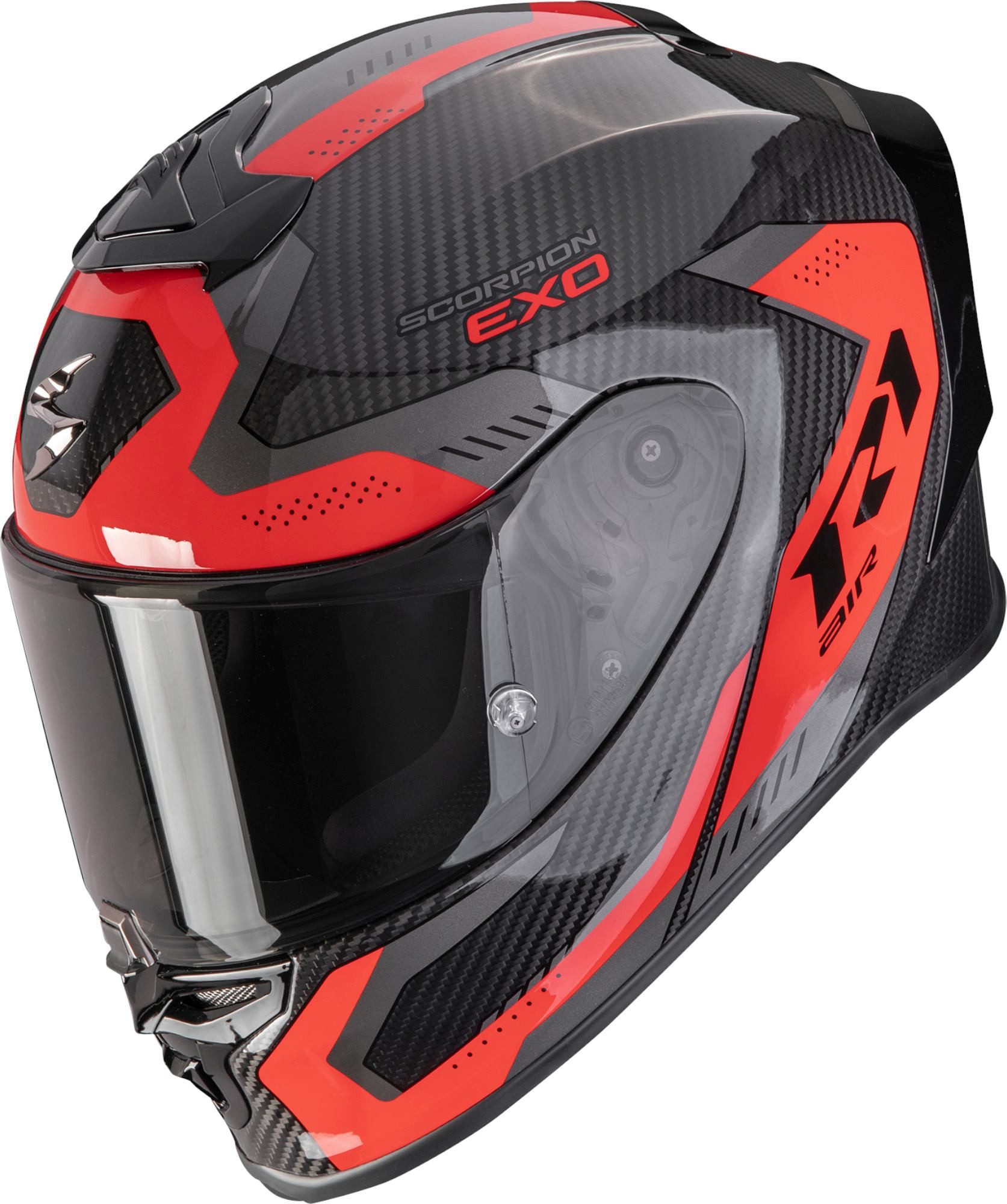 Scorpion Exo Motorradhelm EXO-R1 Evo Carbon Air Propel Helm, Notfallsystem-Polsterung (EQRS),geeignet für Brillenträger,Pinloc