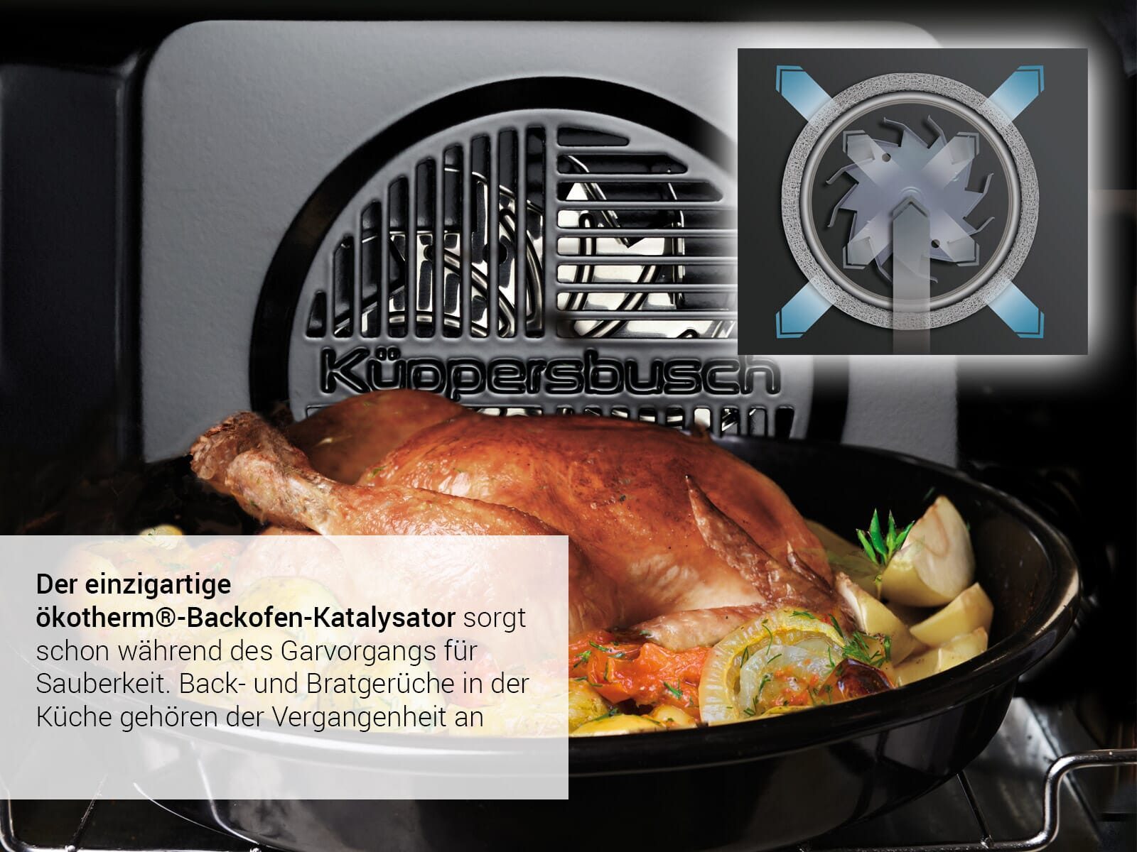Küppersbusch Einbaubackofen, mit Teil-Teleskopauszug
