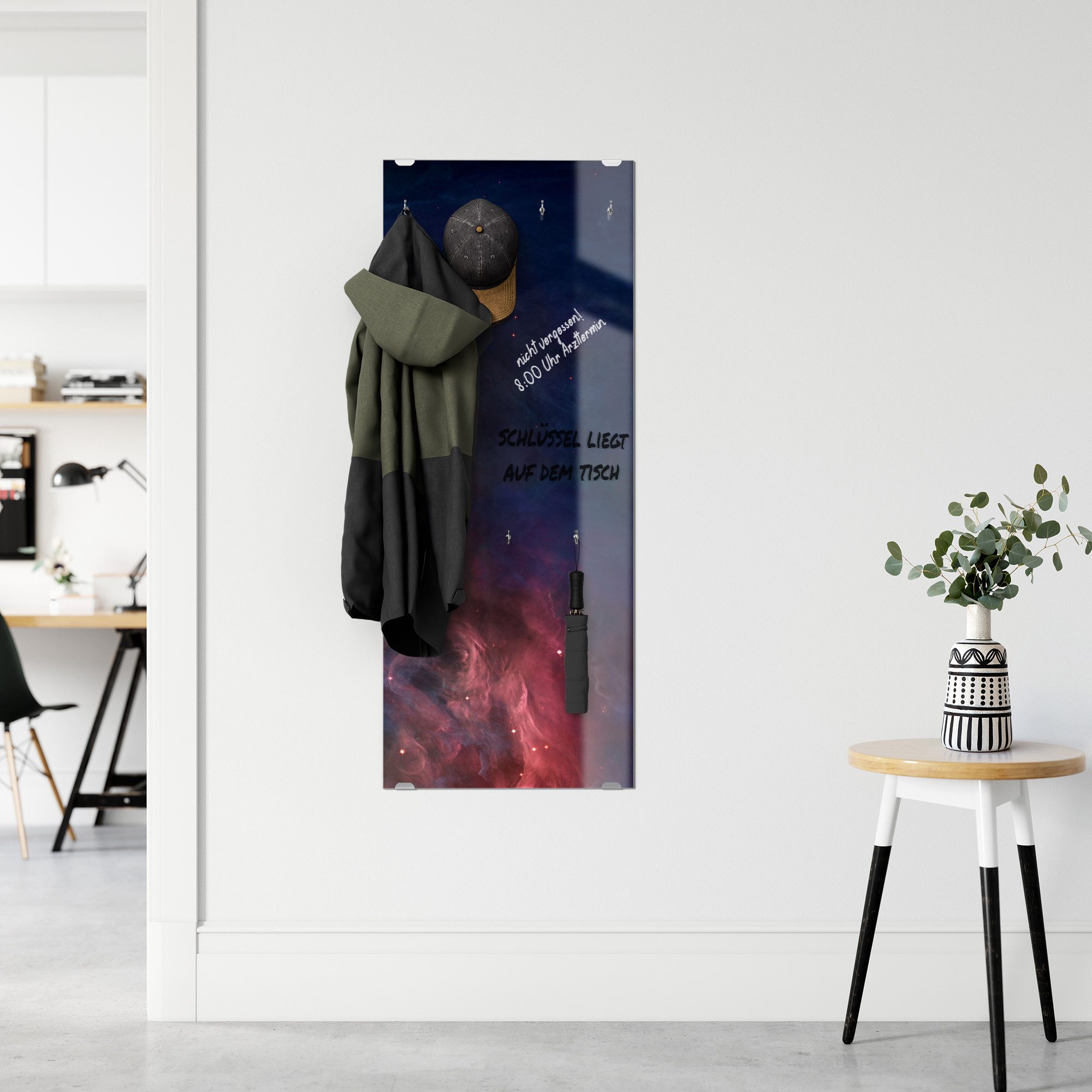 DEQORI Kleiderhaken 'Farbenfrohe Galaxie', Glas Garderobe hängend Flur Jackenhalter modern Wandgarderobe Haken