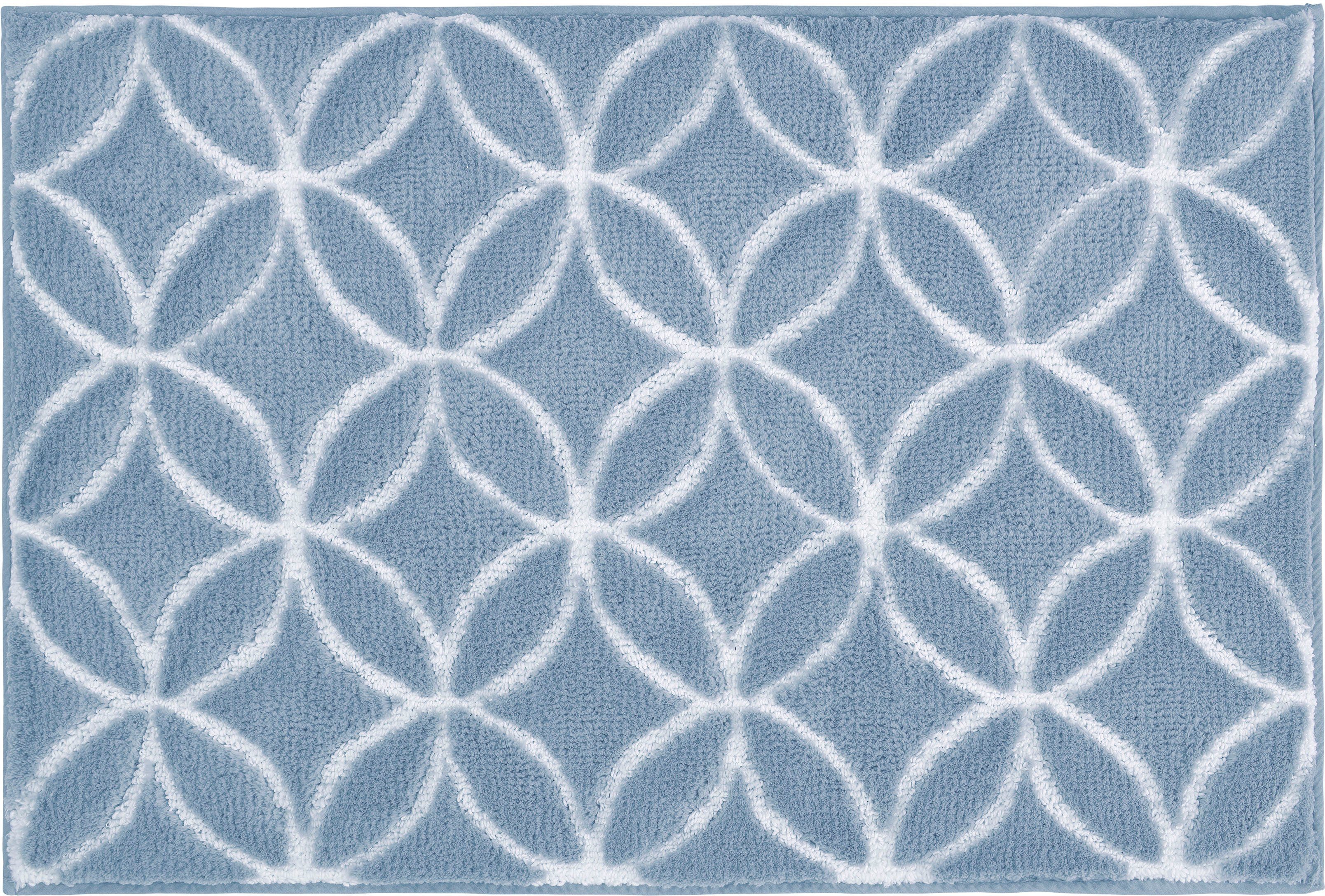 Kleine Wolke Badematte Twin, Höhe 15 mm, rutschhemmend beschichtet, fußbodenheizungsgeeignet, Polyester, rechteckig, Badteppich, modernes Design, leichter Hoch-Tief Effekt, waschbar