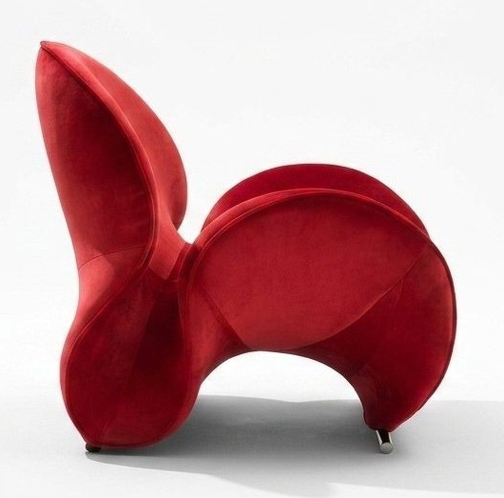 Xlmoebel Loungesessel Designer Lounge Sessel Ribbon Rot Samt Avantgarde Skulpturales Design (1-St., 1-tlg), Skulpturales Design