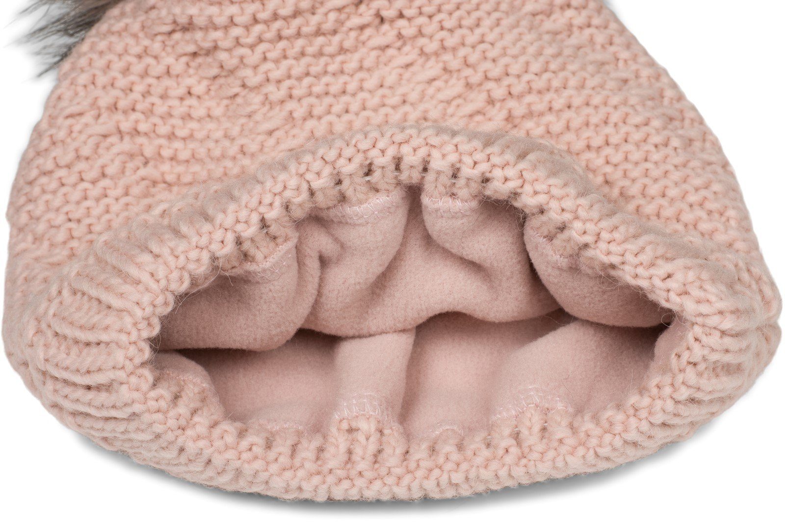 Thermo-Fleece Bommelmütze Strick Bommelmütze Einfarbige Rose (1-St) mit styleBREAKER