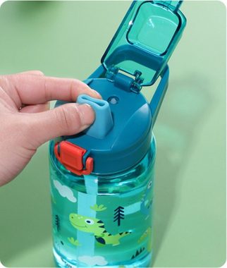 SOTOR Trinkflasche Outdoor große Kapazität Student Kinder Stroh Kunststoff Wasserflasche, Auslaufsichere Kinder-Trinkflasche 600ml