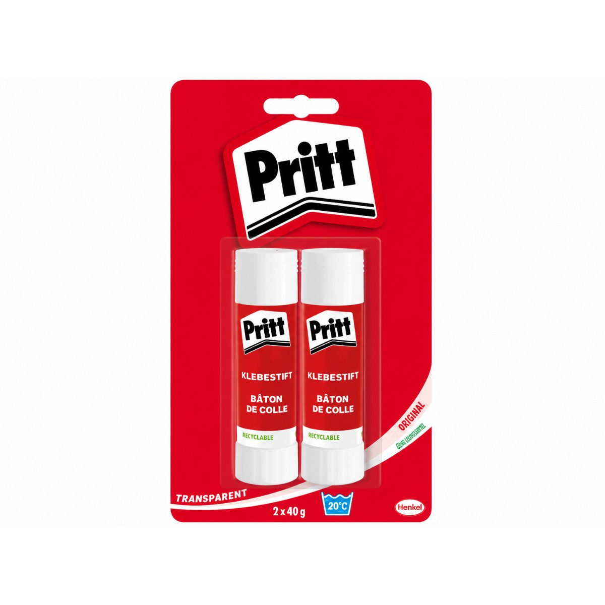 PRITT Klebestift Set 2 Stück je 40 g für Schule und Basteln, (2-tlg)