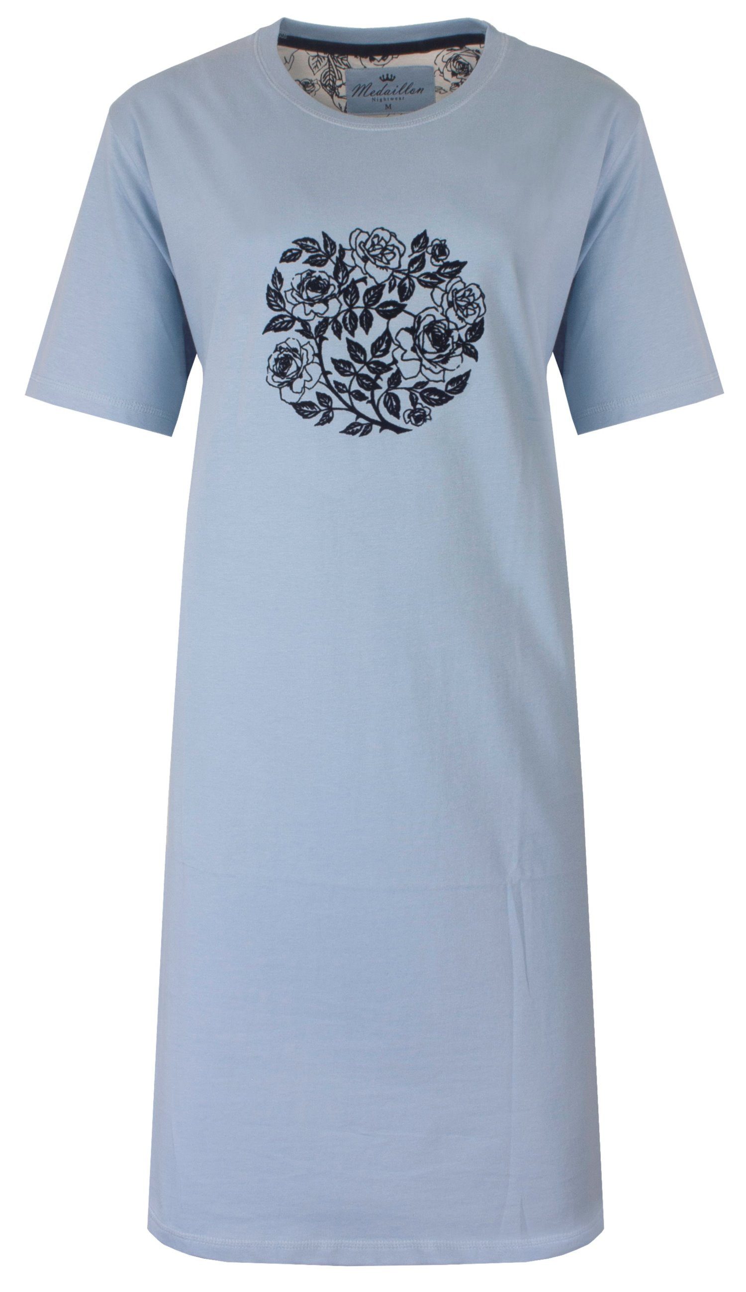 Medaillon Nachthemd Damen Jersey Schlafshirt kurzer Arm (1-tlg) Baumwolle