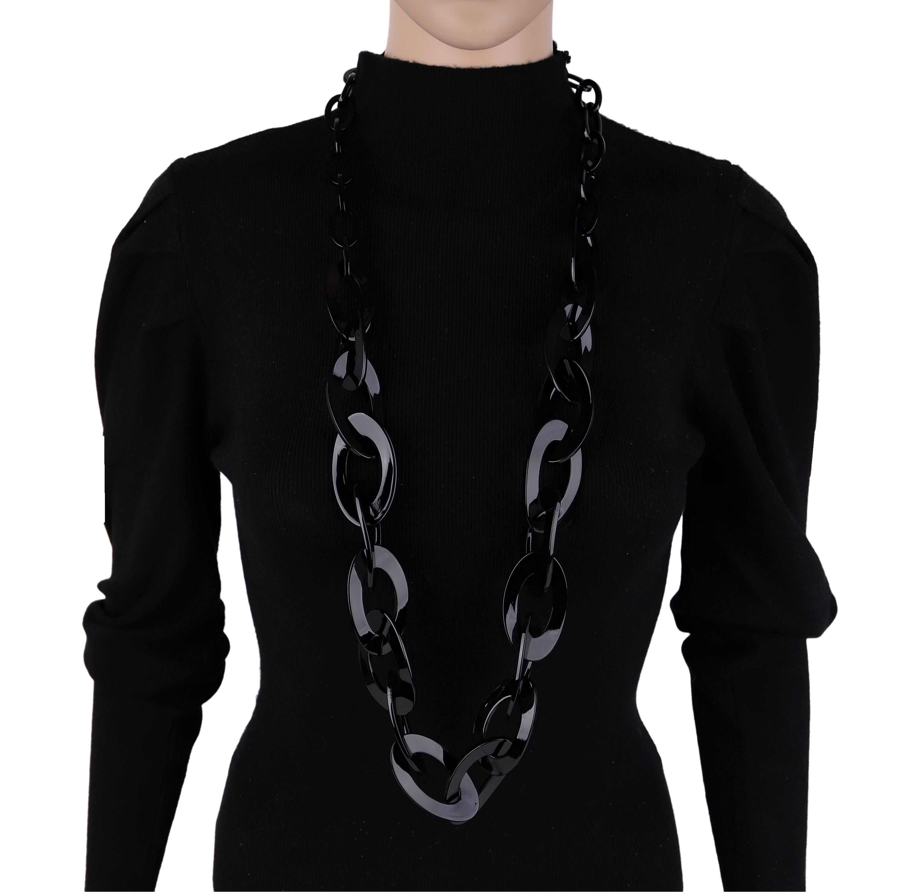 MIRROSI Lange Kette Damen Statement Halskette HARZ ca.95cm lang (perfekt für Pullover, Bluse, Shirt), Bunte Halskette