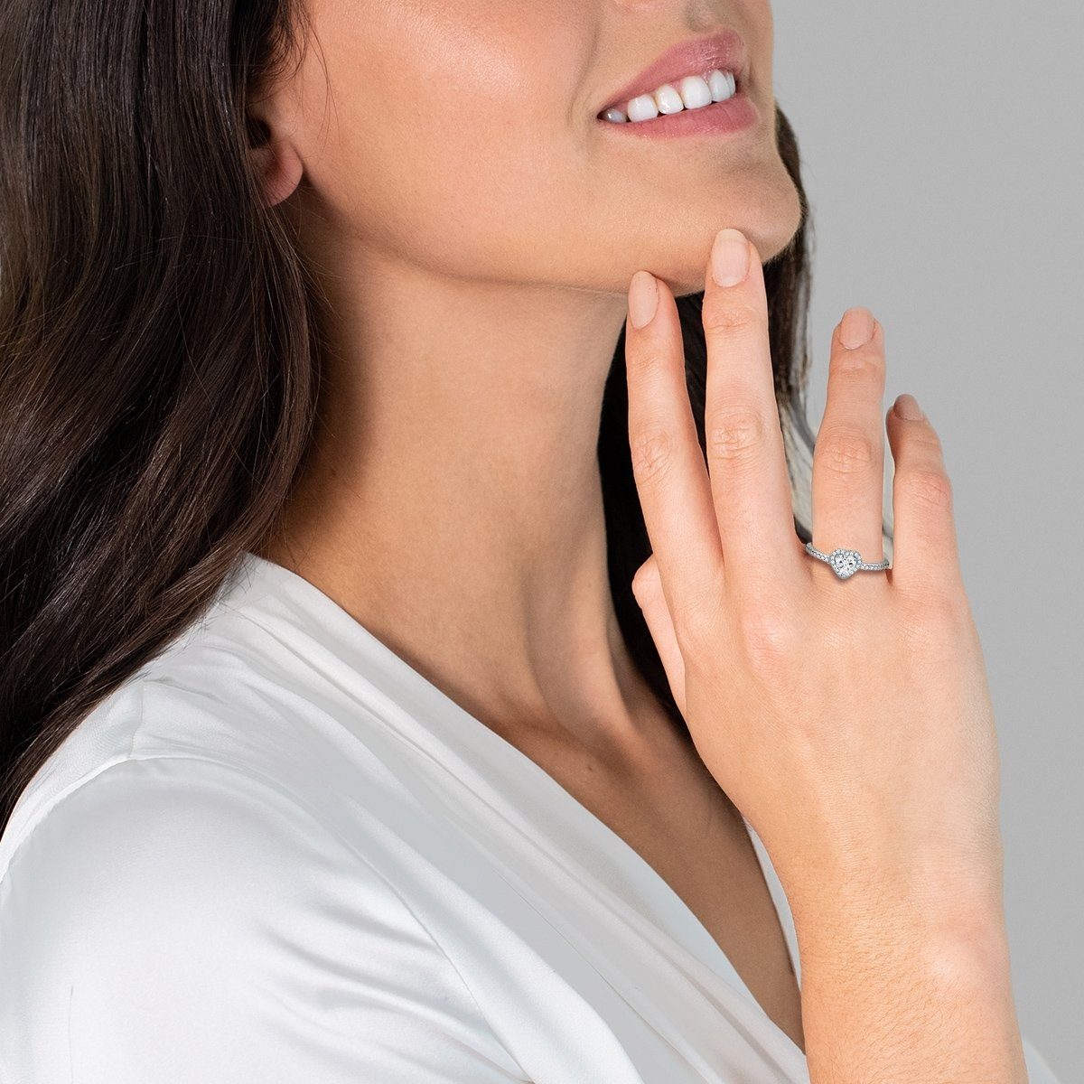 Trilani Fingerring Sterling Silber, mit Verlobungsring aus in Herz-Optik Zirkonia