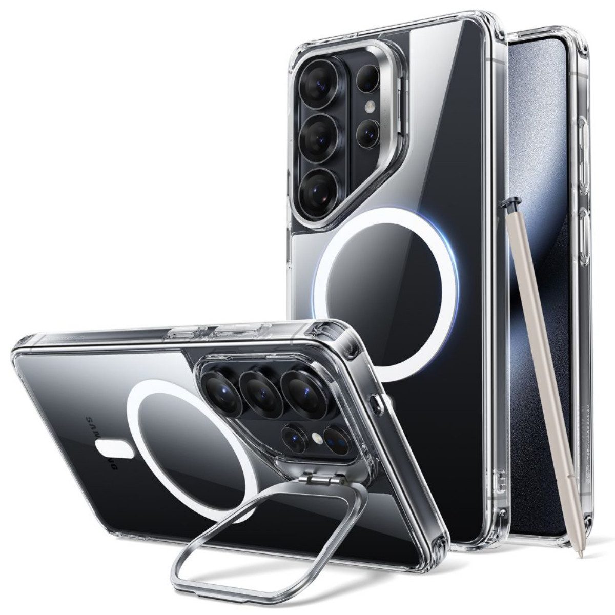 ESR Handyhülle Classic Hybrid Kickstand für Samsung Galaxy S26 Ultra Klar Magnetisch 6,9 Zoll, Kamerarahmen ermöglicht komfortables Aufstellen bei Videos