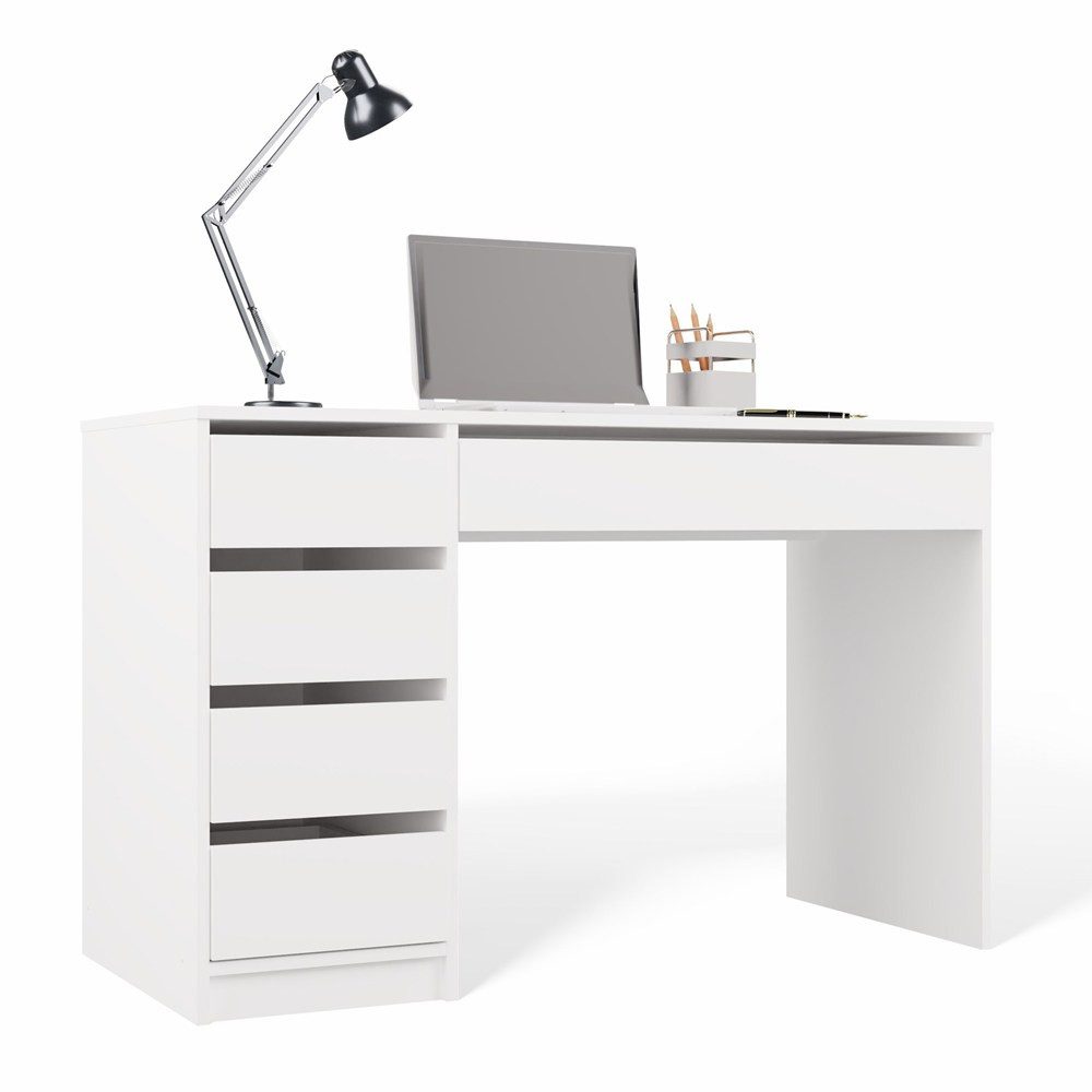Raumhirsch Furniture Schreibtisch Computertisch, Bürotisch, Lerntisch, Arbeitstisch (Maße 120 x 55 x 76,5 (H) cm, 5 Schubladen), Viel Stauraum, Rollenführungen