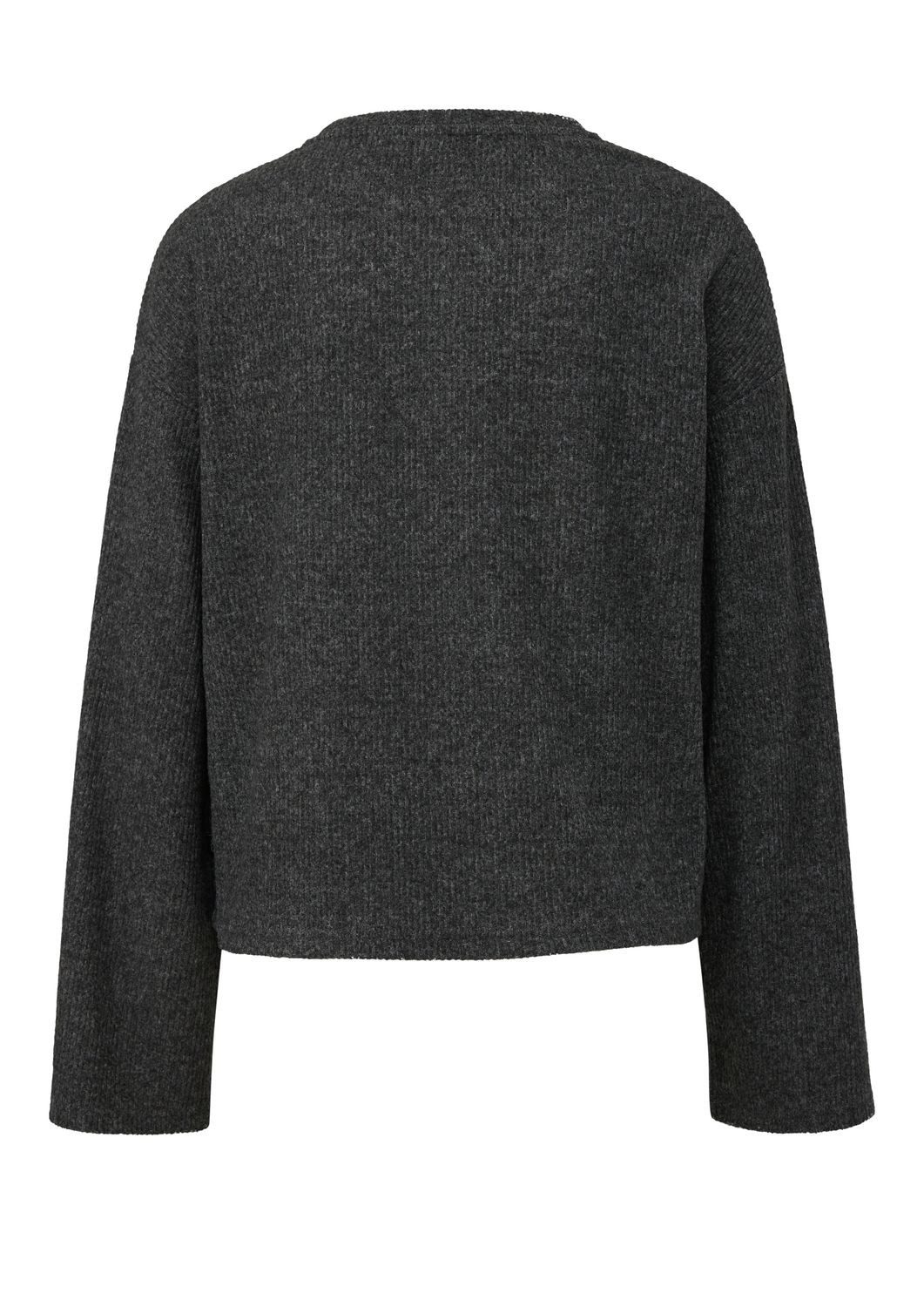 QS Rundhalspullover Basic (1-tlg) Rundhals-Ausschnitt, lange Trompetenärmel günstig online kaufen