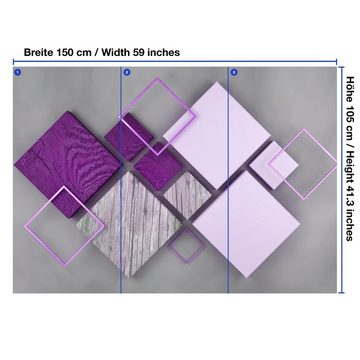 wandmotiv24 Fototapete Violette Quadrate 3D, glatt, Wandtapete, Motivtapete, matt, Vliestapete
