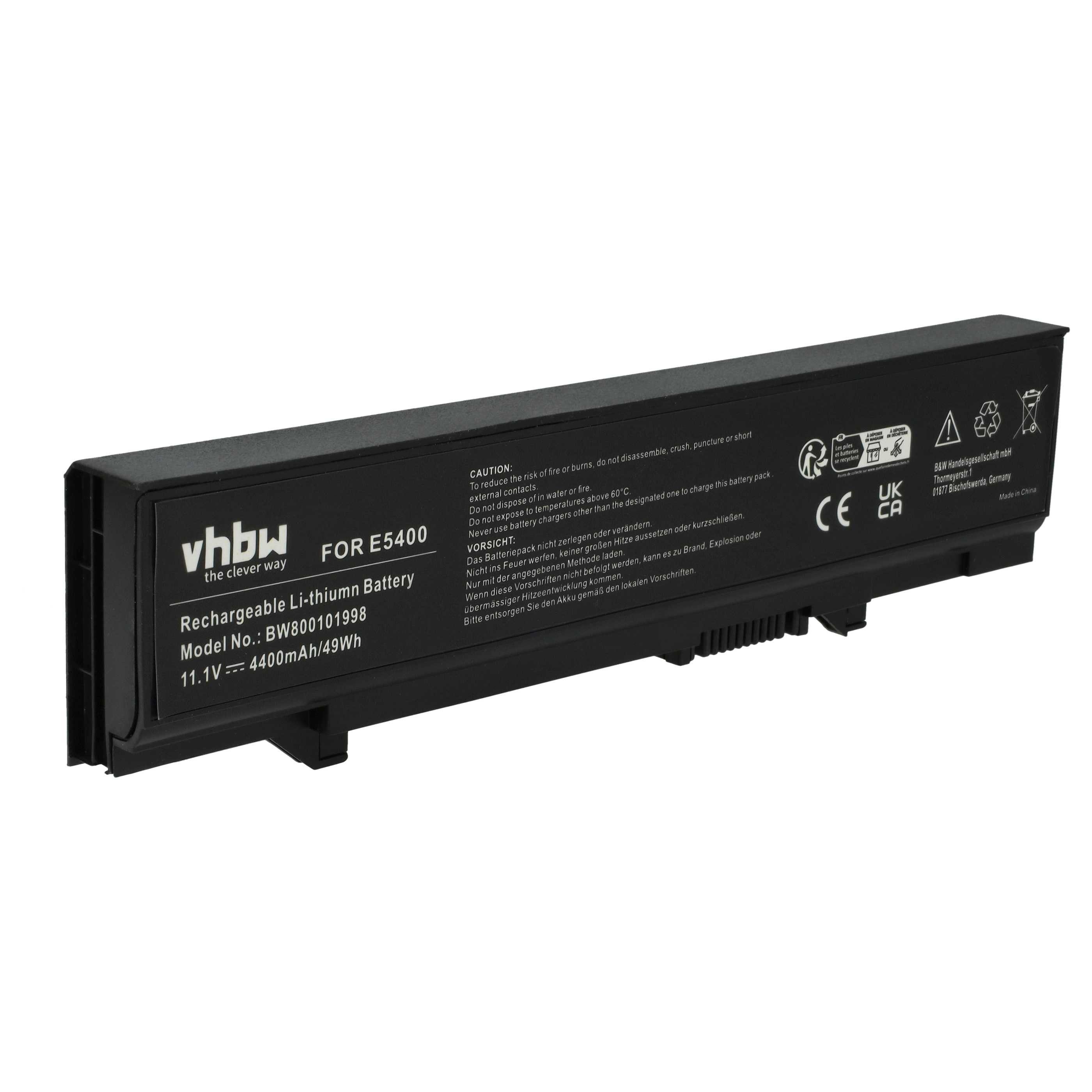 vhbw Akku passend für Dell Latitude E5500, E5510, E5400, E5410 Notebook / Laptop-Akku Akku Li-Ion 4400 mAh (11,1 V, 1 St), Leistungsfähiger Austausch-Akku für Notebook, Wiederaufladbar, Jede