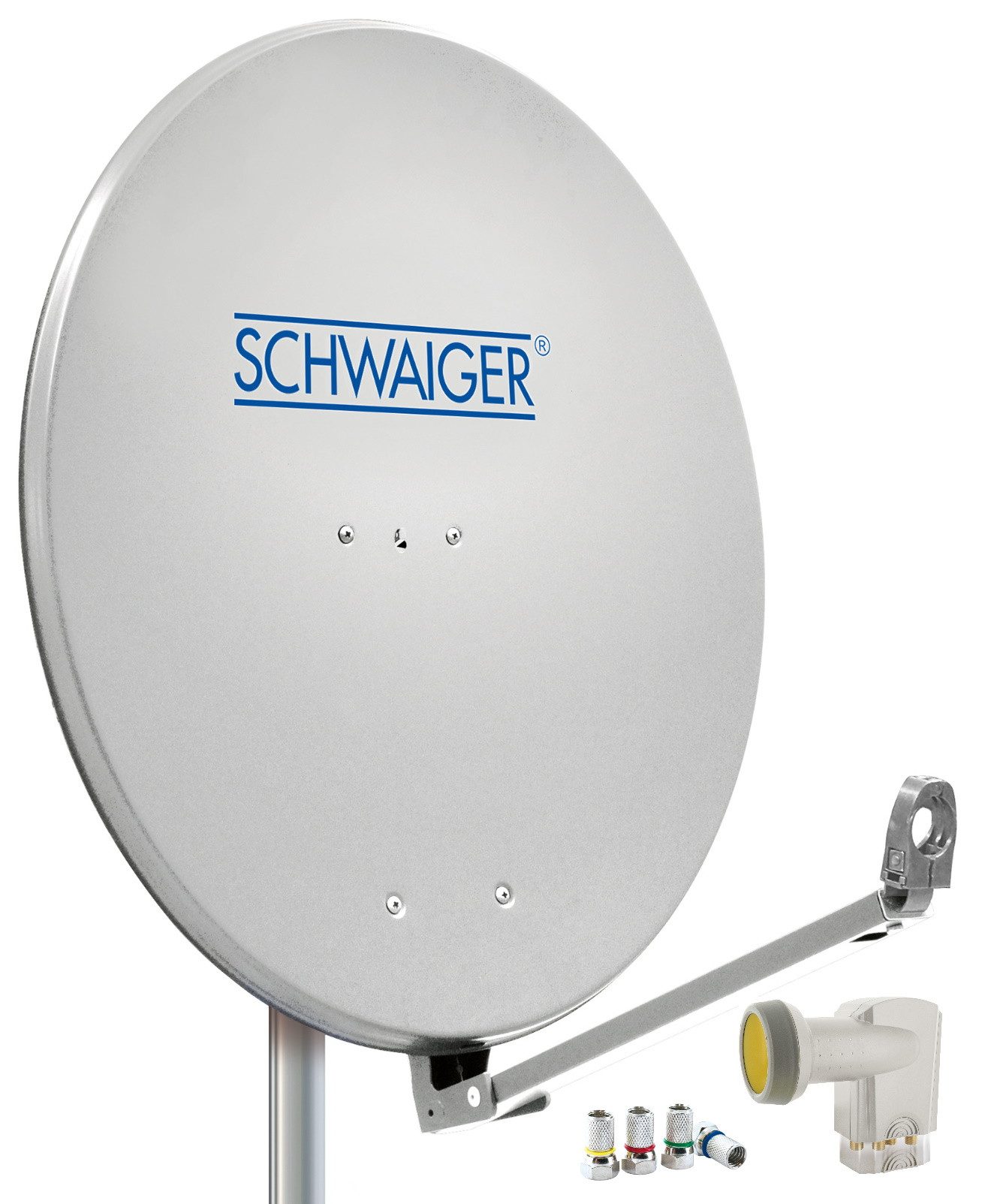 Schwaiger 714593 SAT-Antenne (88 cm, Aluminium, Quad LNB, hellgrau)