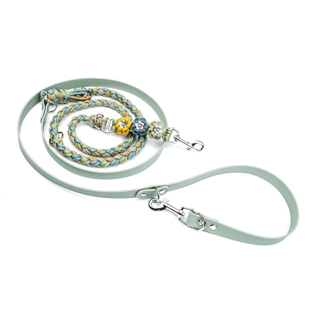 Tierluxe Hundeleine Blumen, Paracord, Biothane, Handgemacht