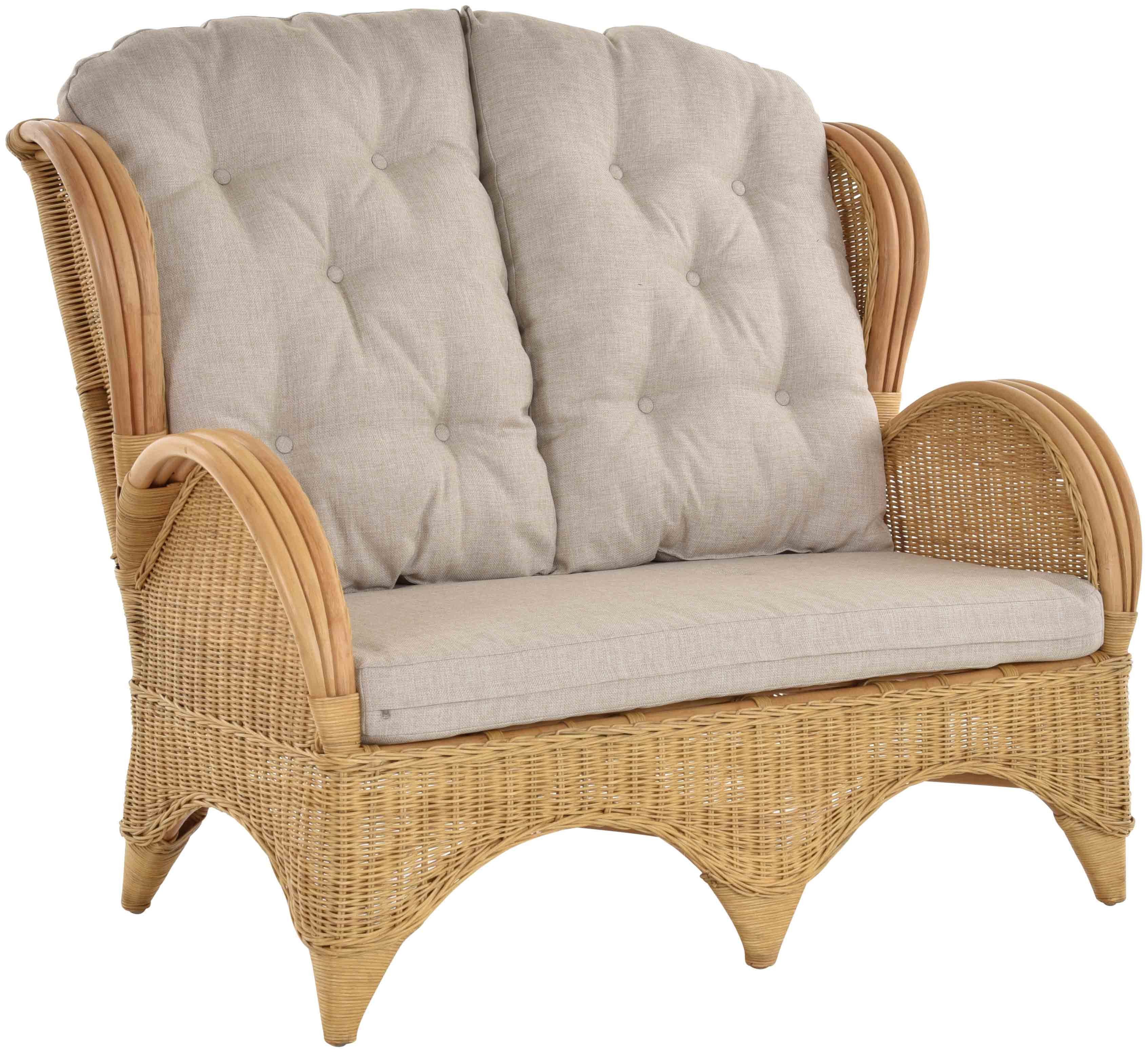 Krines Home Loungesofa RattanSofa 2Sitzer Korbsofa Sofa HochlehnSofa