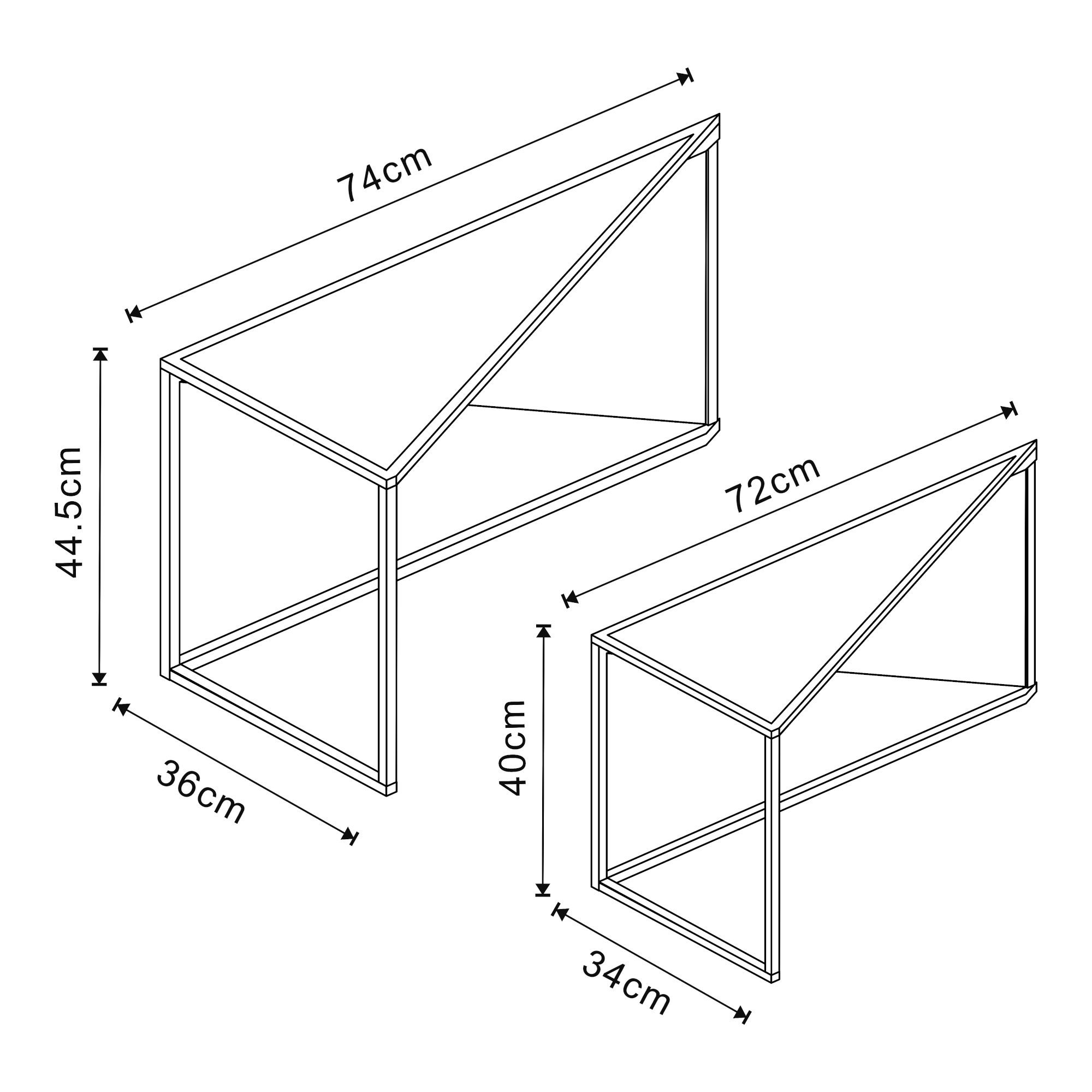 en.casa Satztisch (2-St., 2er Set), »Kungsör« eckige Tischplatten Metall Schwarz