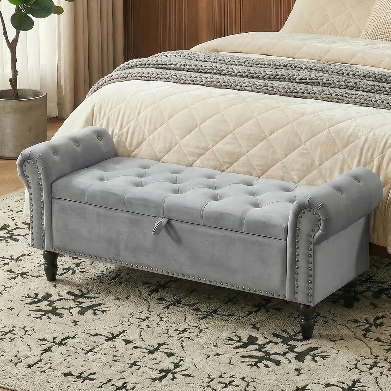 Bettbank Sitzbank mit Stauraum,133 x 53 x 46 cm Polsterbank