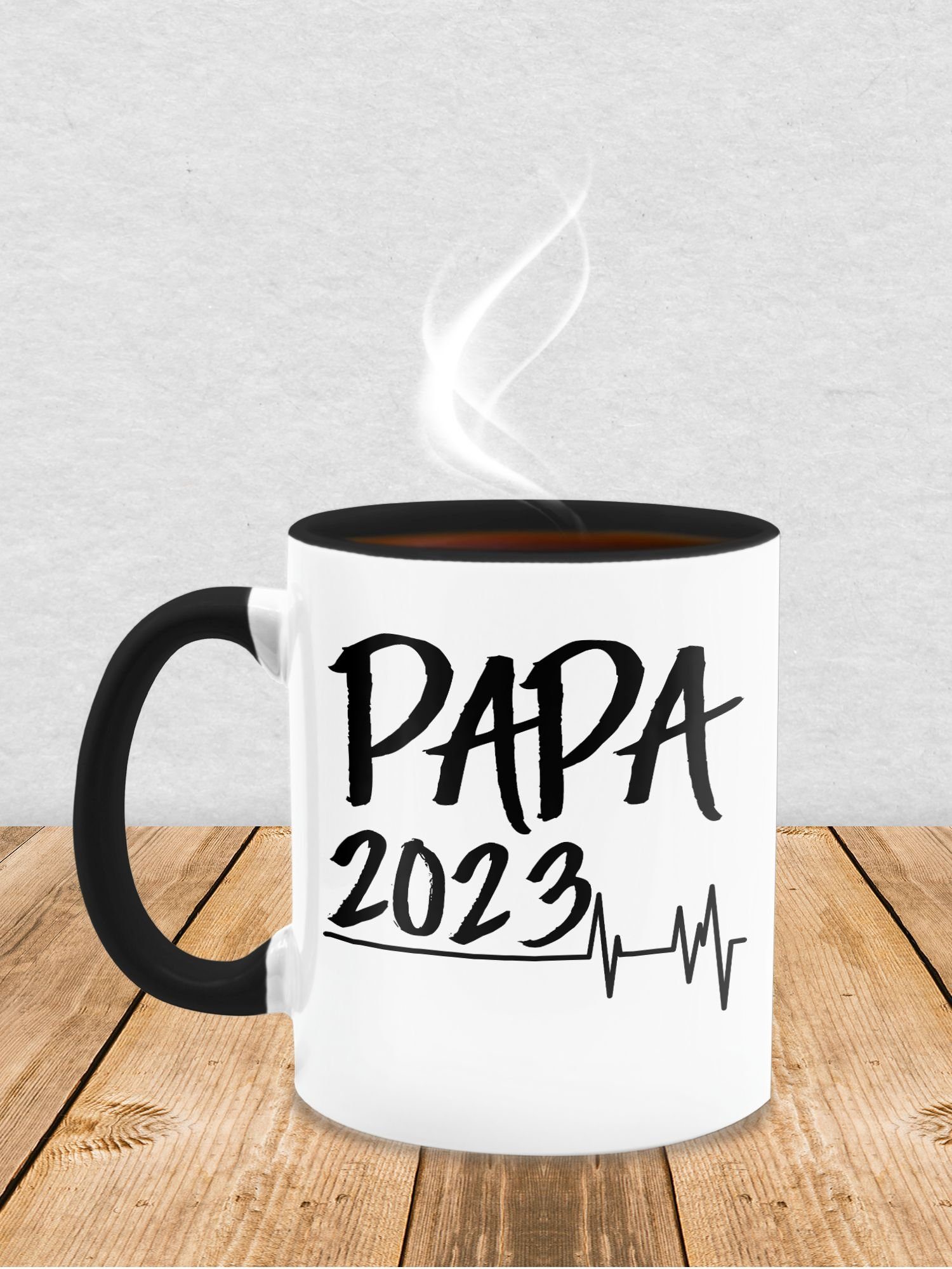 Keramik, Shirtracer Herzschlag, Vatertag 2023 Papa Kaffeetasse Schwarz Geschenk 1 Tasse