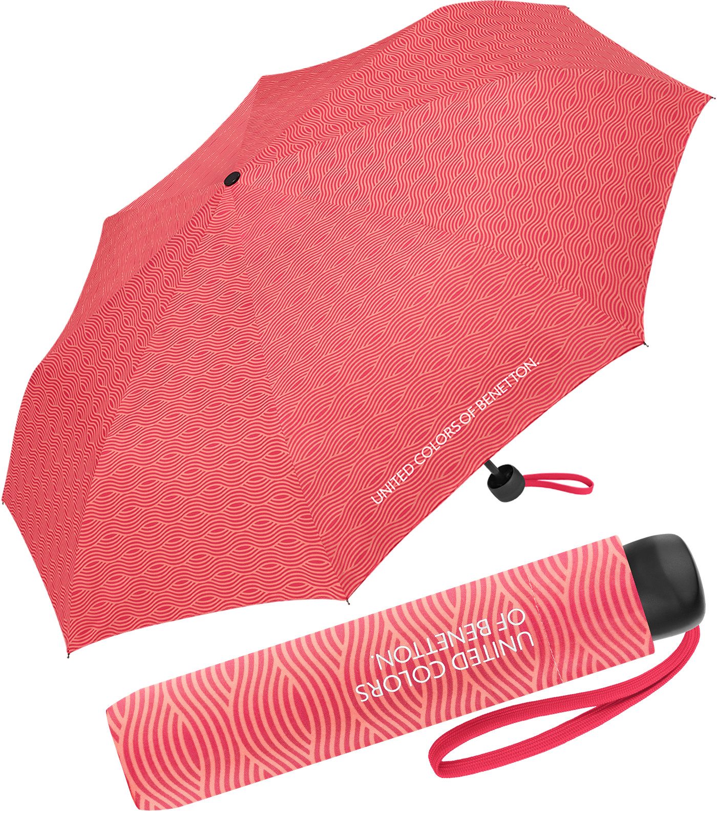 United Colors of Benetton Taschenregenschirm für Damen mit Handöffner Super Mini FS 2026 Design, klein, leicht, stabil und modern
