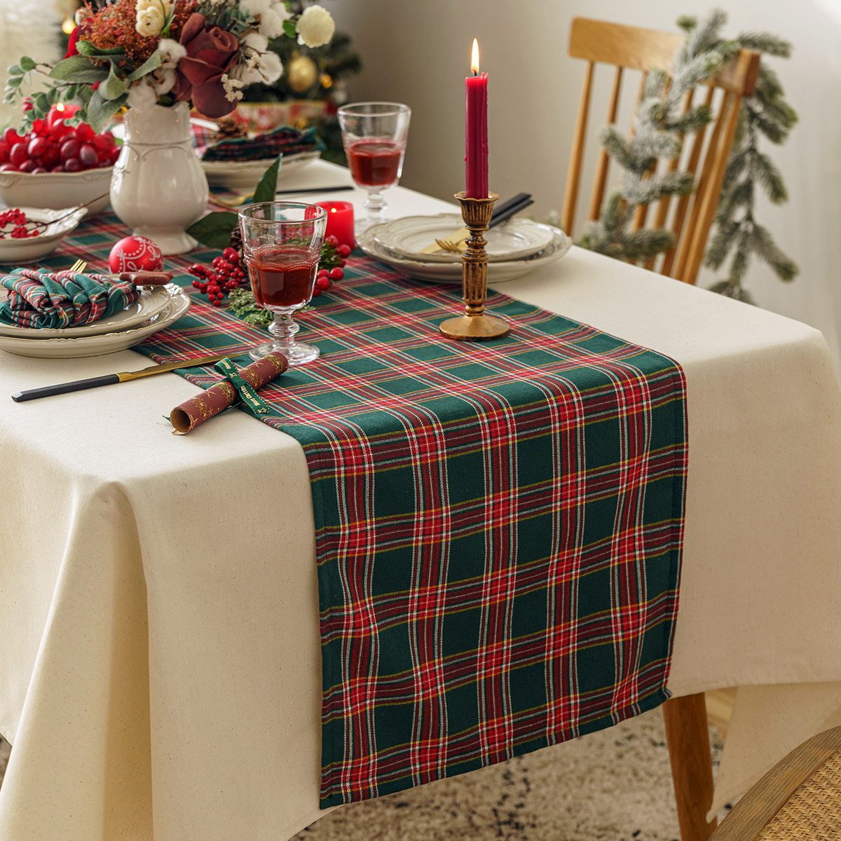 Jibenhome Tischläufer Doppelseitiger Tischläufer Weihnachtstischdeko Buffal günstig online kaufen