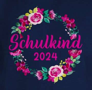 Shirtracer T-Shirt Schulkind 2024 Blumenkranz Einschulung Mädchen