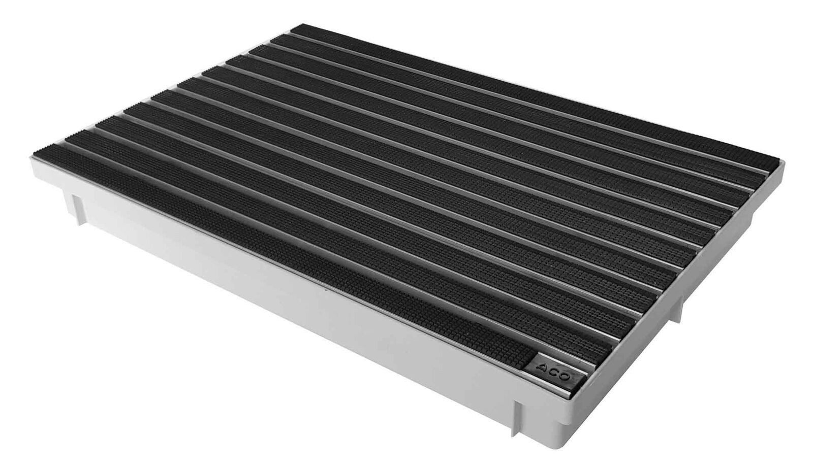 ACO Severin Ahlmann GmbH & Co. KG Fußmatte Eingangsmatte + Bodenwanne Vario Kunststoff, Gummi Schwarz, rechteckig, Höhe: 75 mm, Größe: 600x400mm, geeignet für den Innen- und Außenbereich