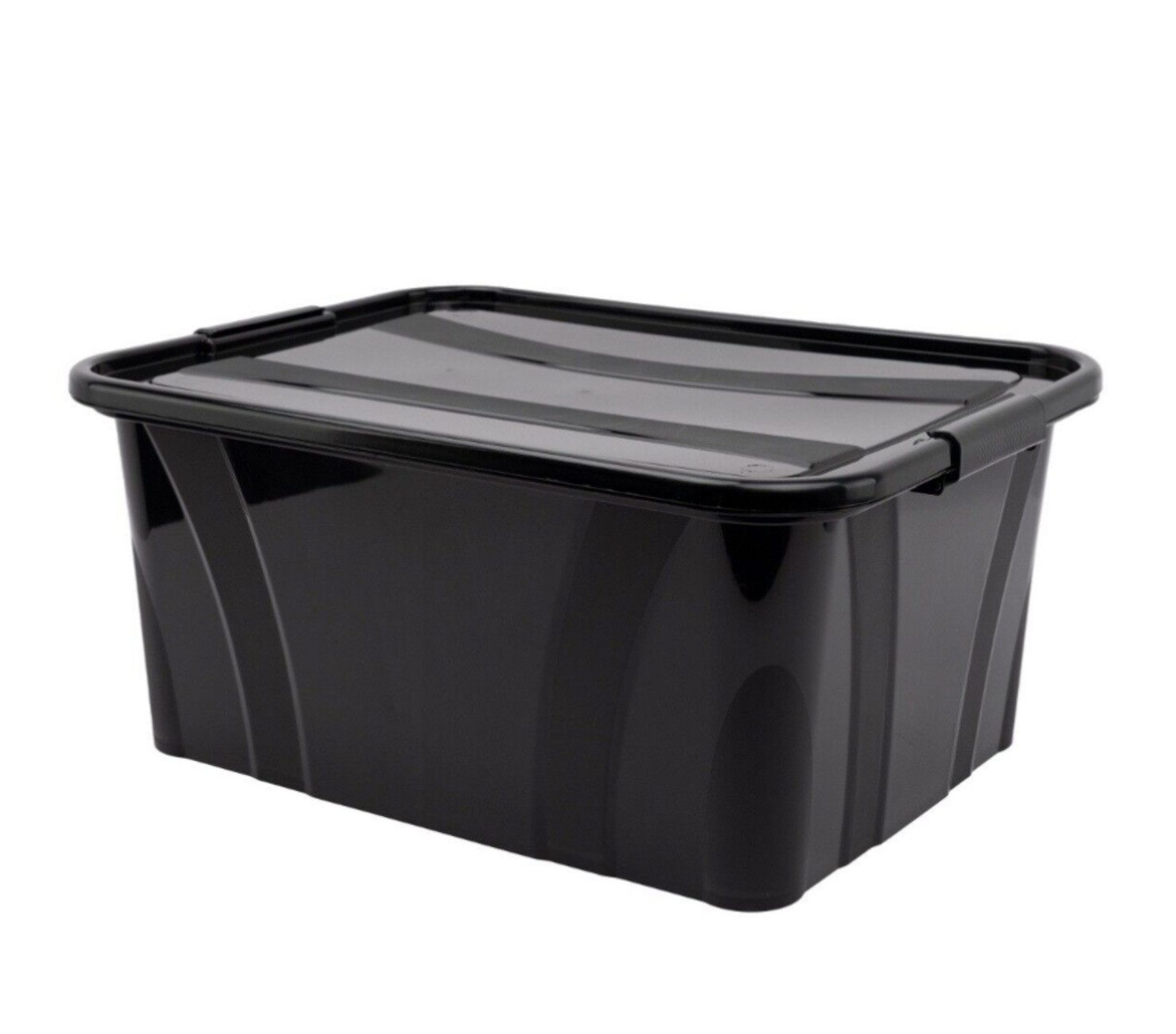 EBUY Aufbewahrungsbox Schwarze Aufbewahrungsbox aus Kunststoff mit Deckel (1 St)