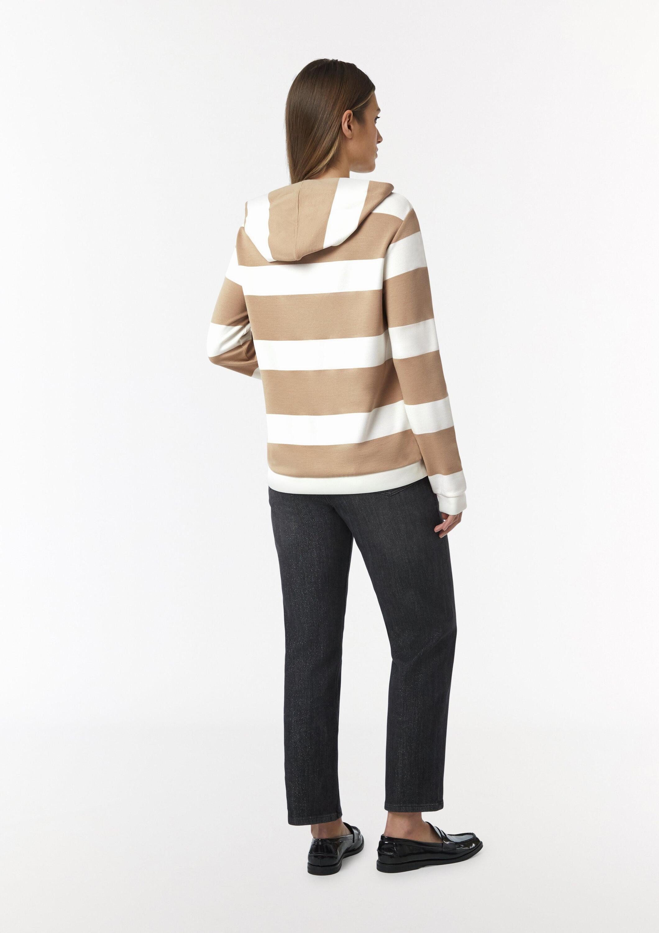 comma Sweatshirt Sweatshirt Sweatshirt mit Kapuze und Blockstreifen