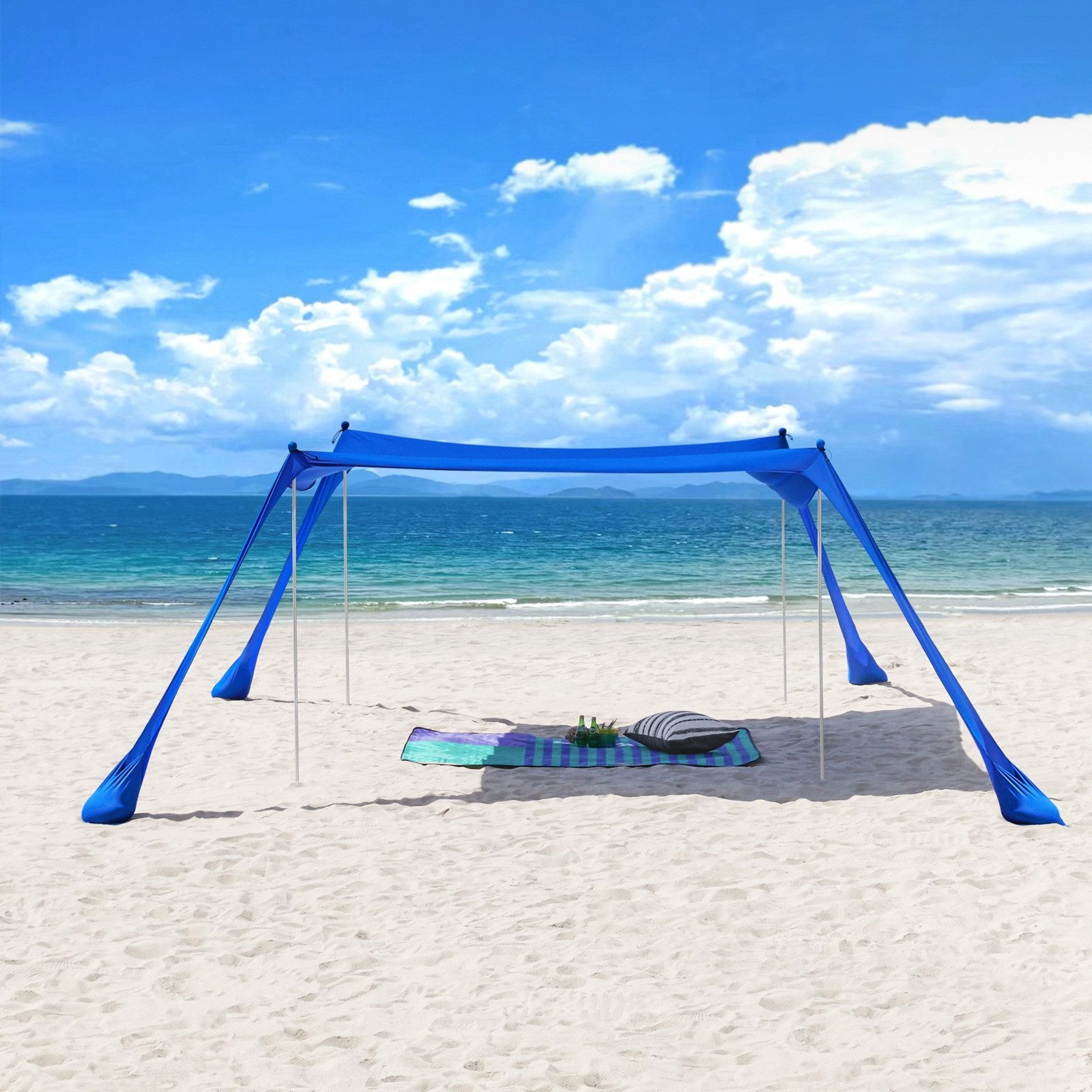 SoBuy Sonnensegel OZT02, Lycra Strandzelt Strandmuschel mit Alu-Stangen Sonnenschutz Tragbar
