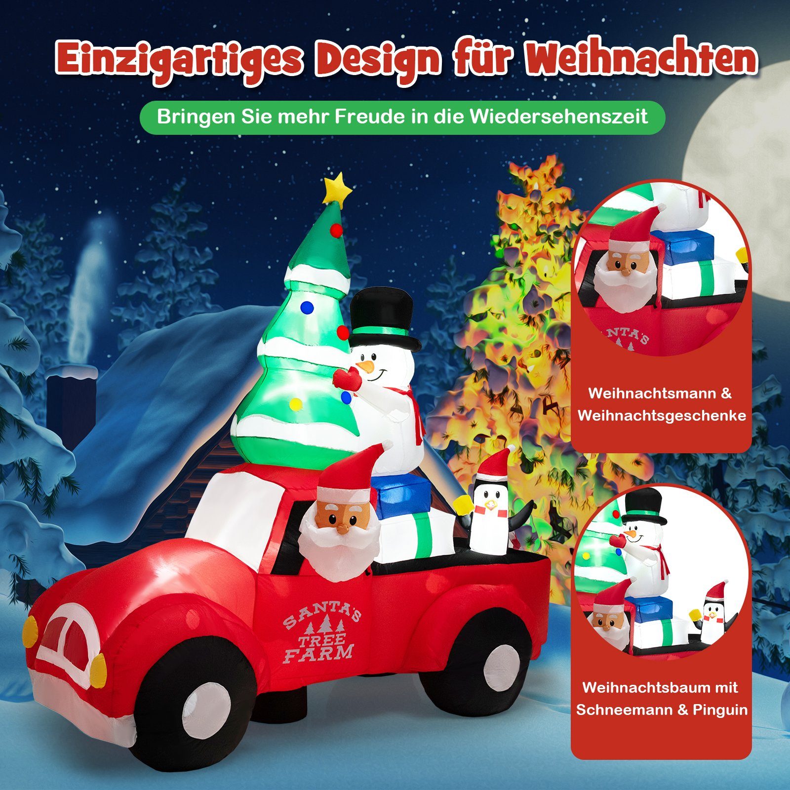 COSTWAY Weihnachtsfigur, aufblasbarer Weihnachtstruck mit LEDs günstig online kaufen