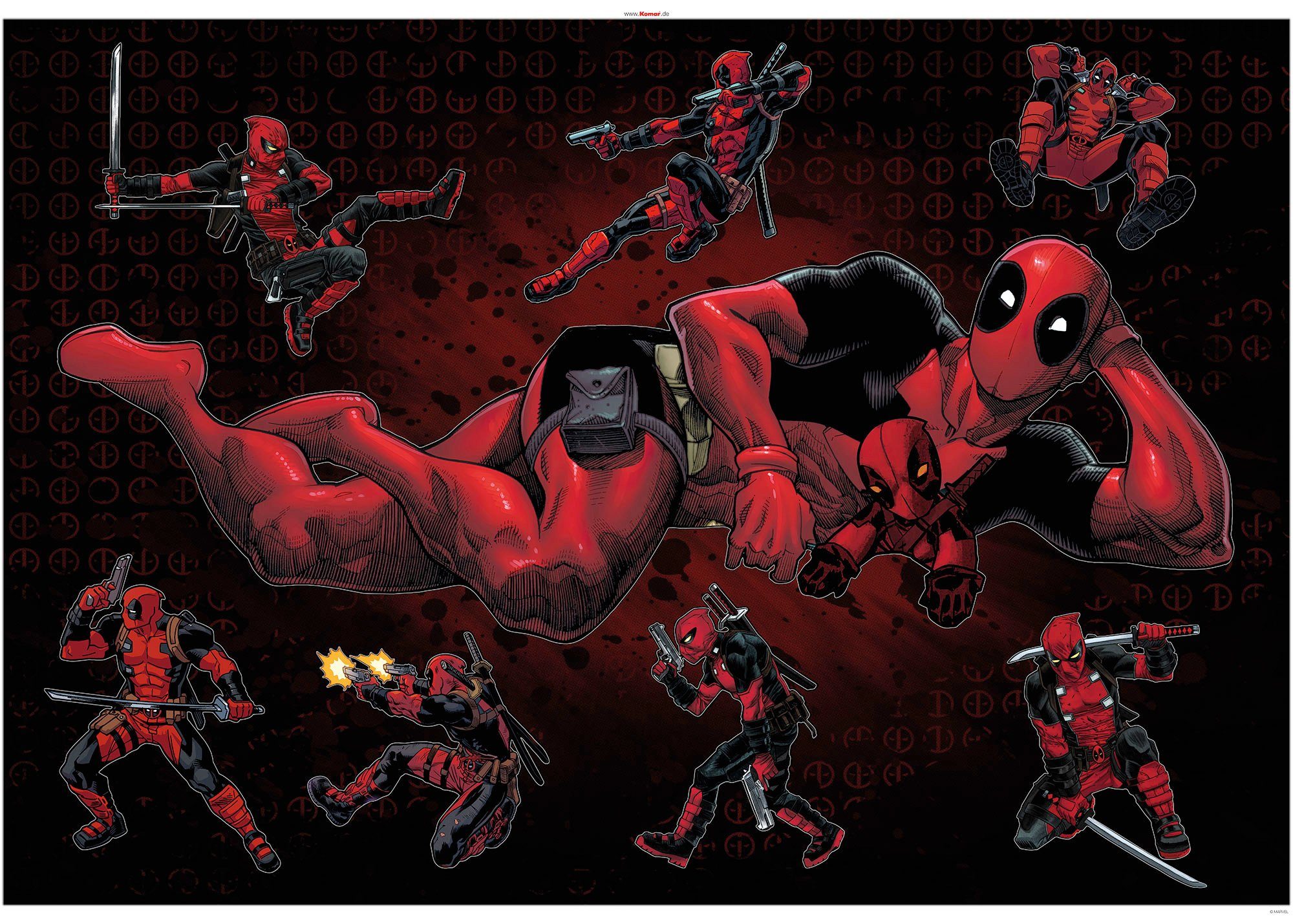 Komar Wandtattoo Deadpool Posing - Größe 100 x 70 cm (8 St), selbstklebend, Wandsticker, Kinderzimmer