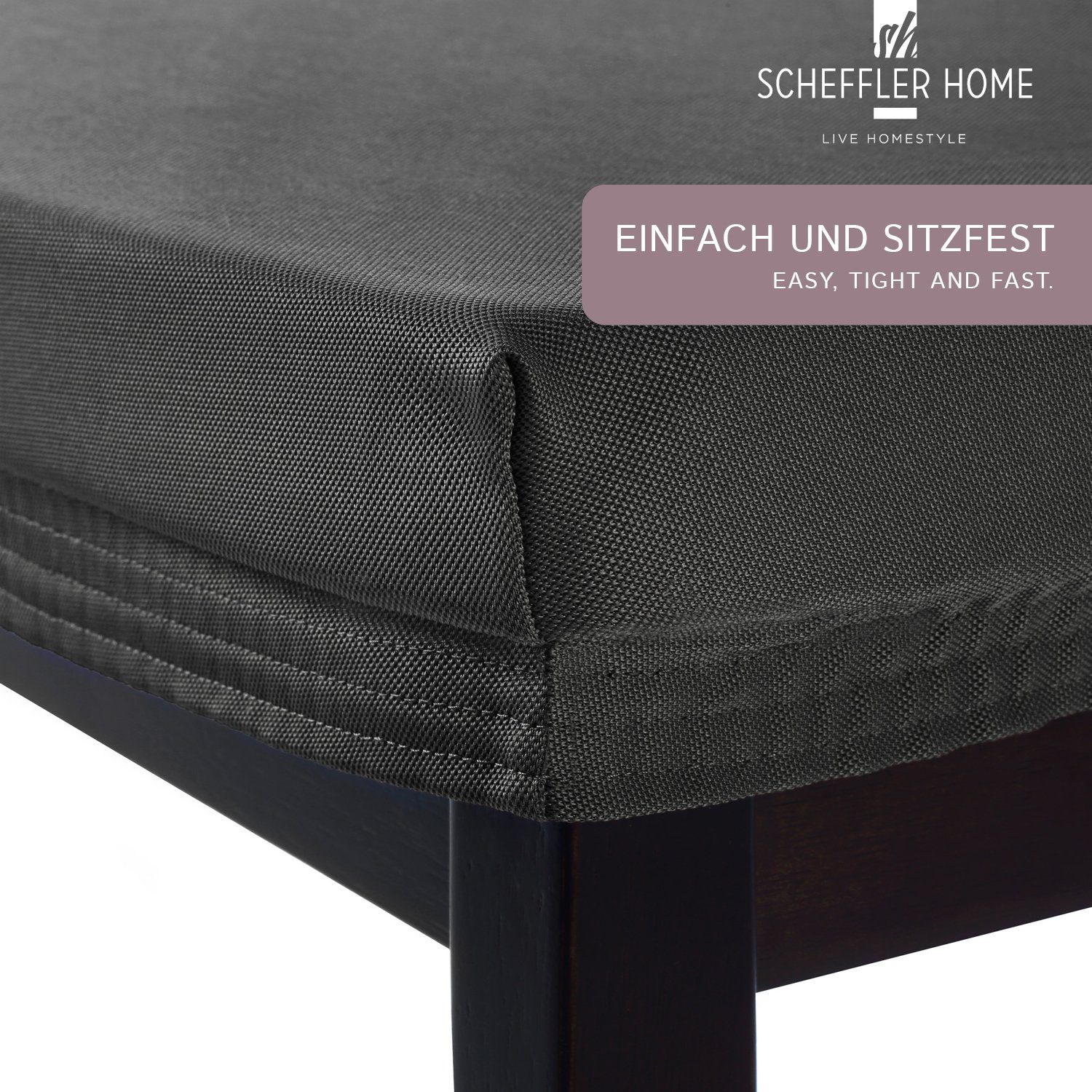 und sh Lotus Fleckenschutz HOMESTYLE SCHEFFLER-HOME Marie Grau Sitzbezug LIVE elastisch mit Stuhlbezug Effekt,