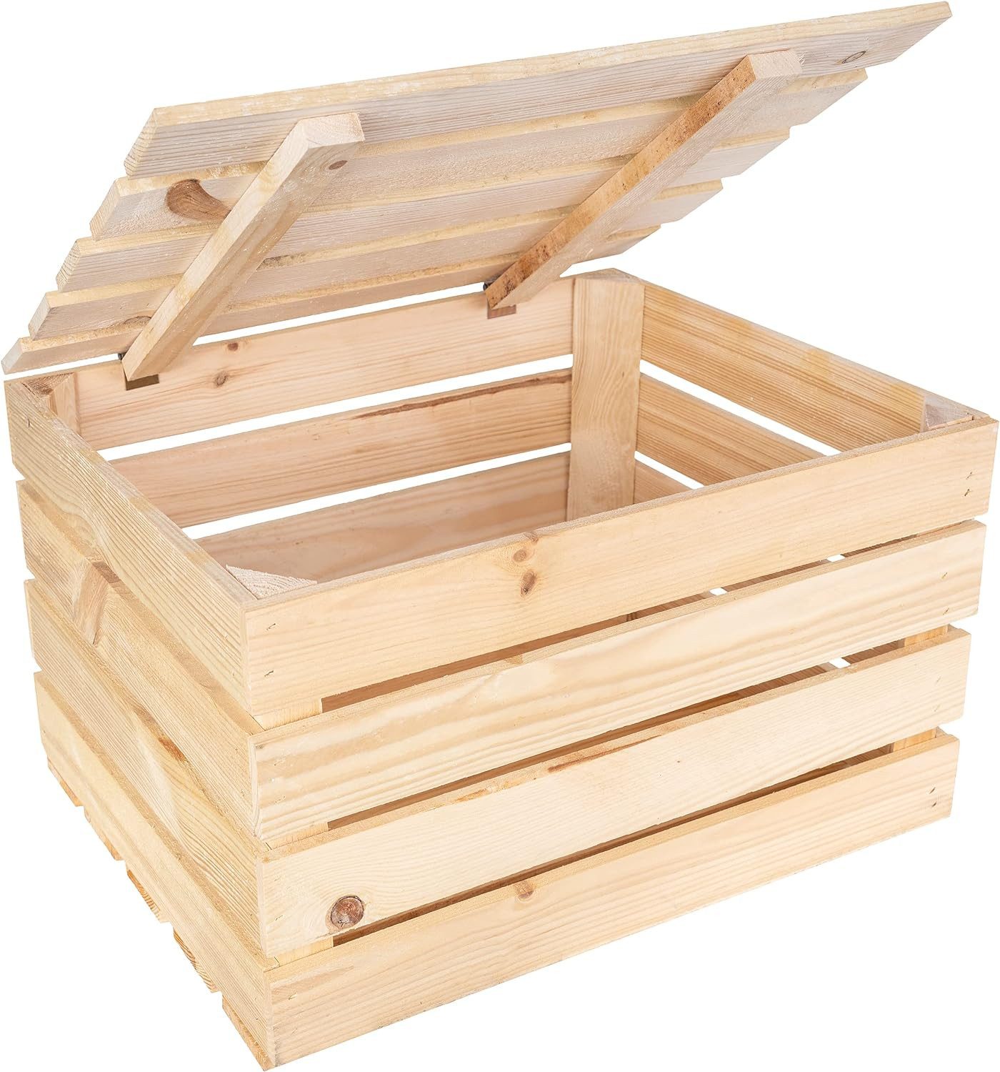 Creative Deco Aufbewahrungsbox Holztruhe Holzkiste mit Deckel Spielzeugkiste Holzbox, mit Scharnieren