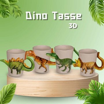 Bada Bing Tasse Dino 3D Optik Dinosaurier Kindertasse ca. 250 ml Becher Kinderbecher, Keramik, 2er Set, 3D Optik