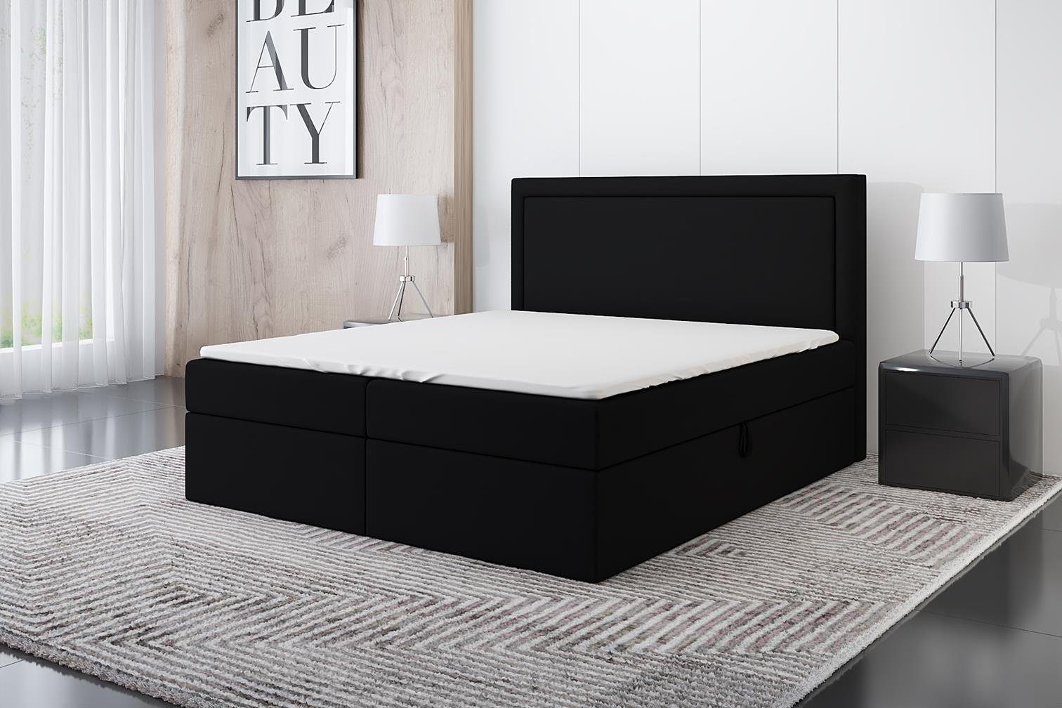 A&J Bettkästen 16 GmbH und MöbelLand Schwarz Topper. Boxspringbett FRODI mit 2