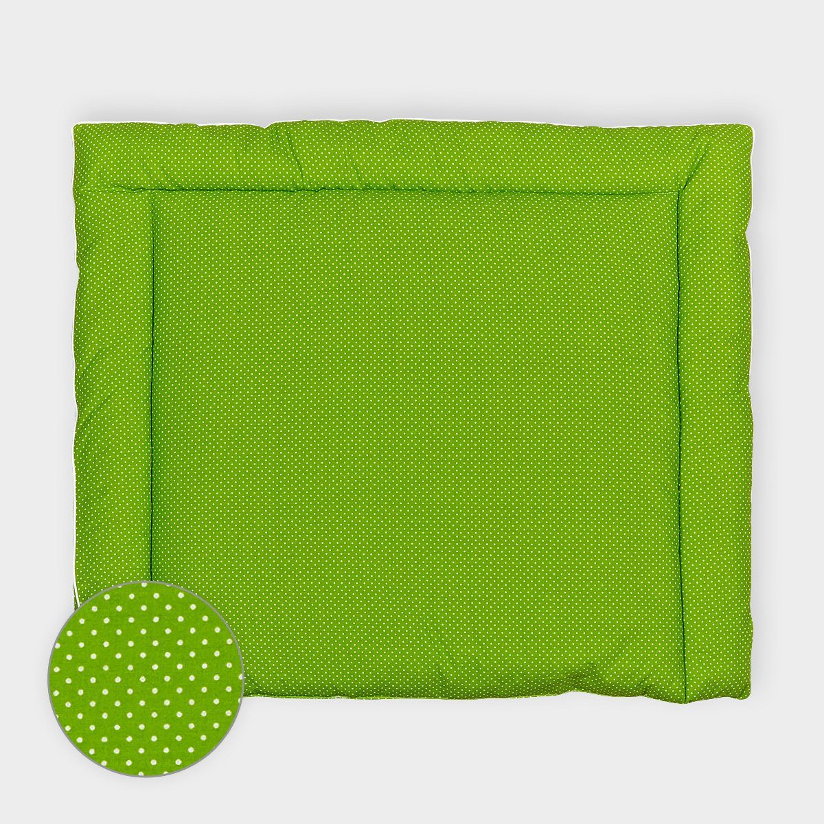 KraftKids Wickelauflage weiße Punkte auf Grün, extra Weich (500 g/qm), mit antiallergenem Vlies gefüllt