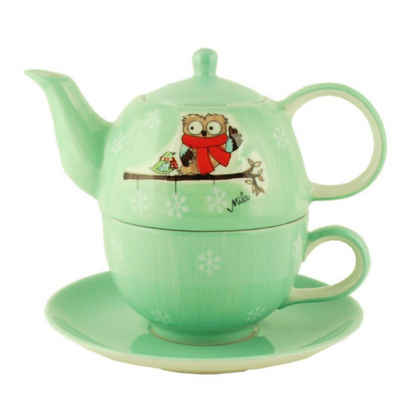 Mila Teekanne Mila Keramik Tee-Set Tea for One Hallo Winter-Eule, 0,4 l, (Set)