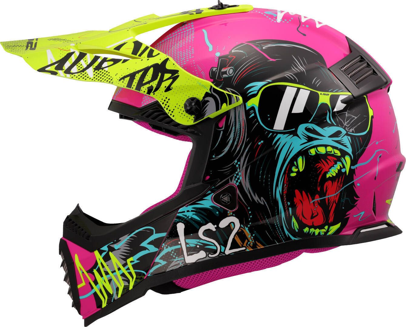 LS2 Motorradhelm MX437 Fast Evo II Mini Gorilla Kinder Motocross Helm, Notfallsystem-polsterung (eqrs)
