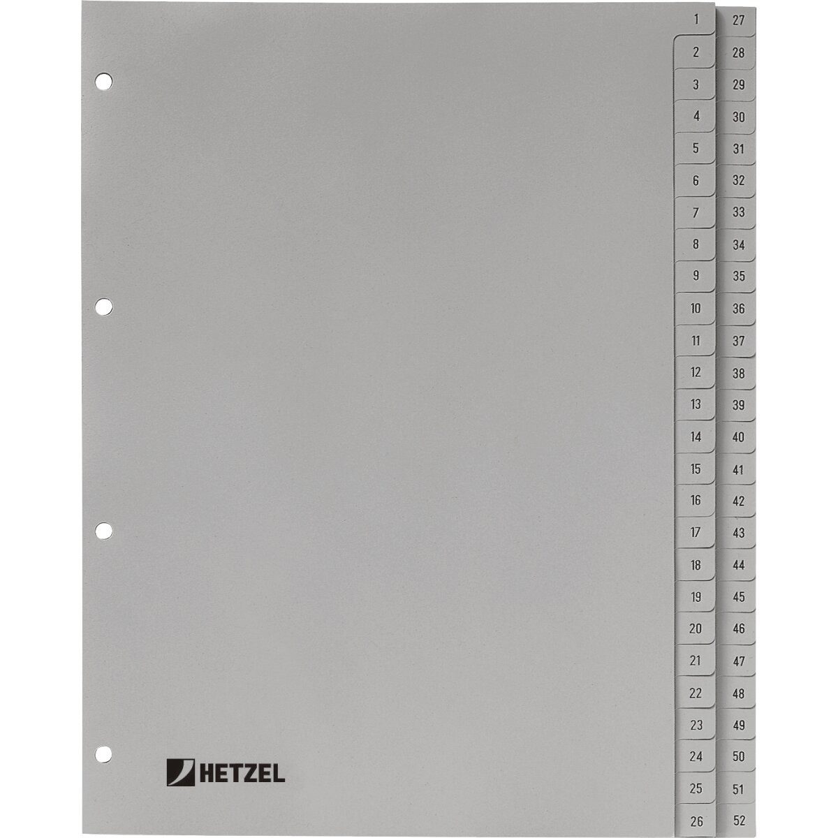 HETZEL Aktenordner Register A4 PP 1-52 grau