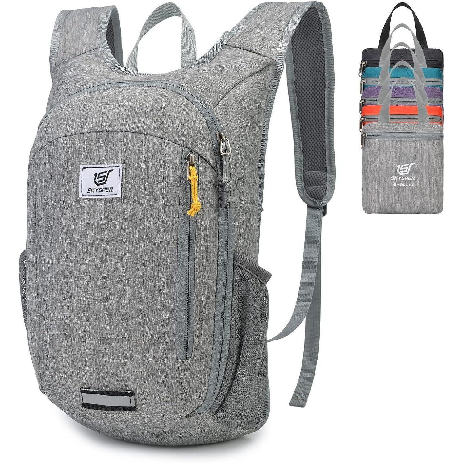 Tagesrucksack Rucksack faltbar ultraleicht wasserfest 10L 20L Daypack 15L Grau
